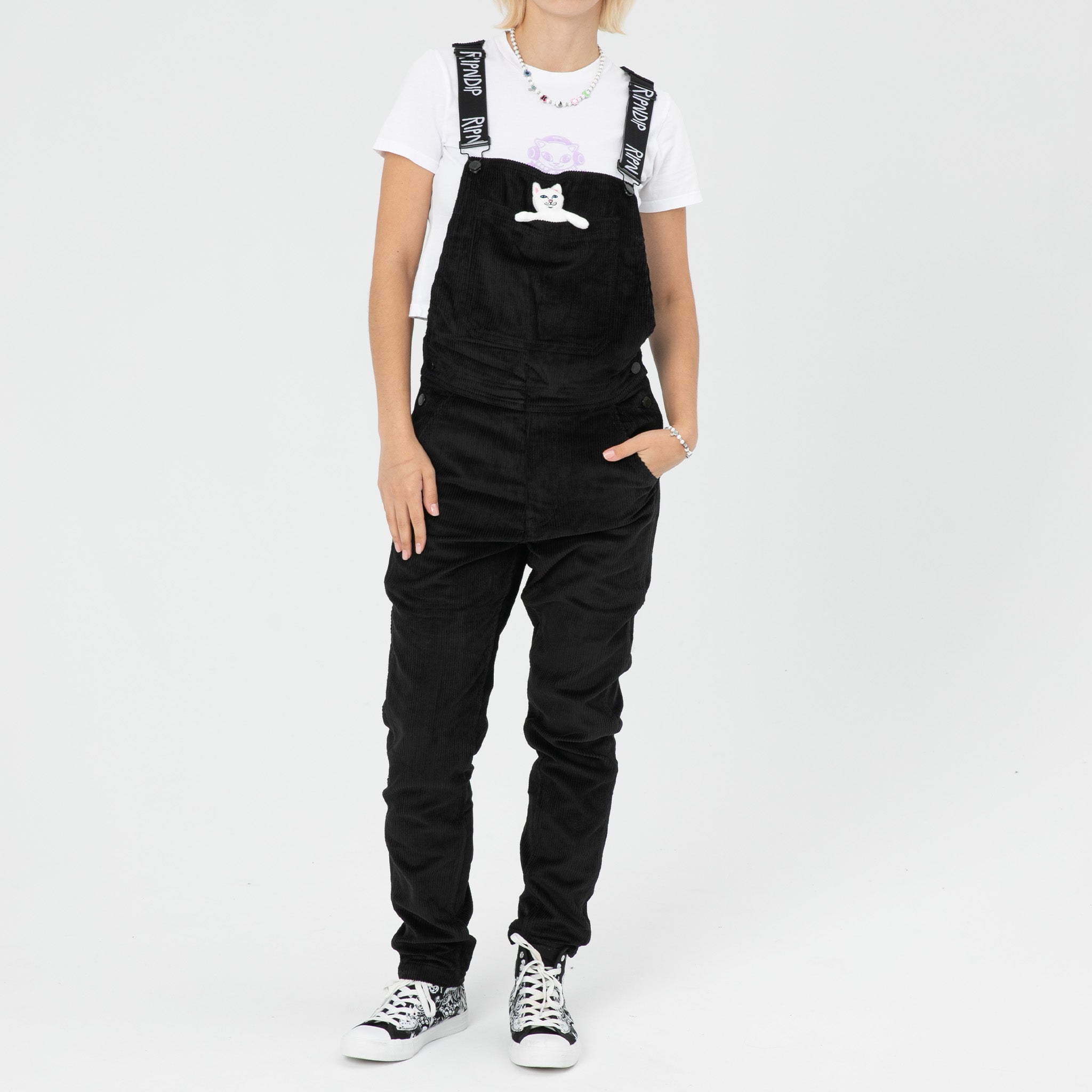 RIPNDIP Nermy Buddy Corduroy Overalls (Black)