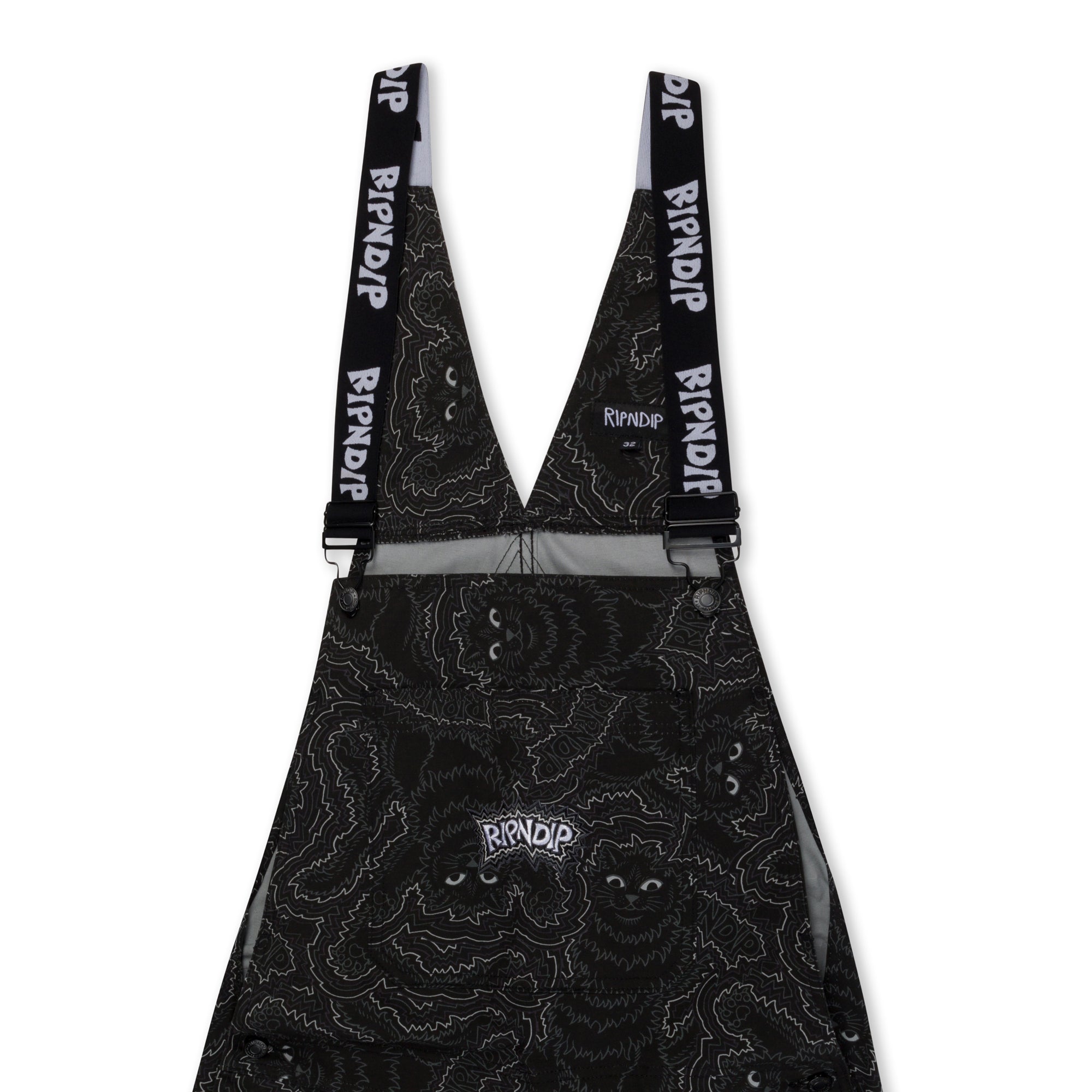 RipNDip Big Pussy Energy Cotton Twill Overalls (Black)