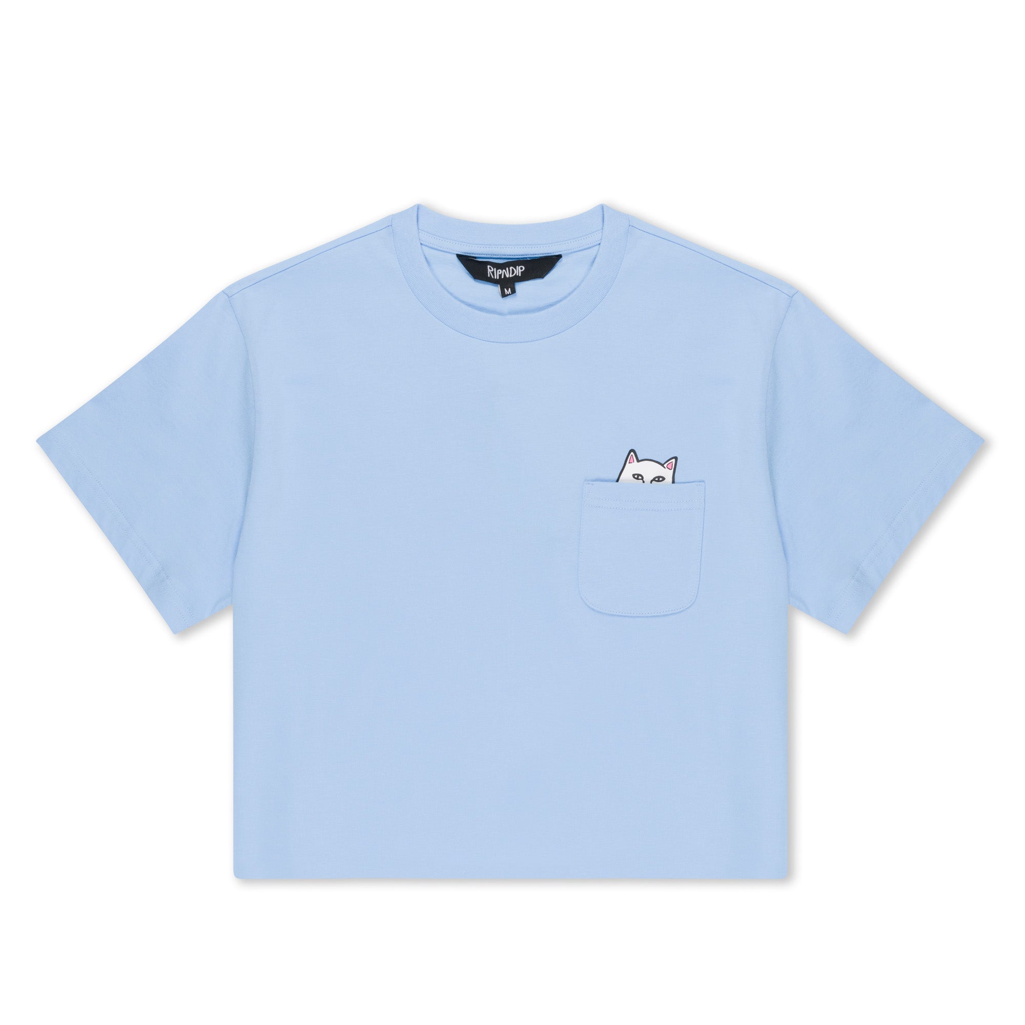 RIPNDIP Lord Nermal Cropped Baby Pocket Tee (Light Blue)