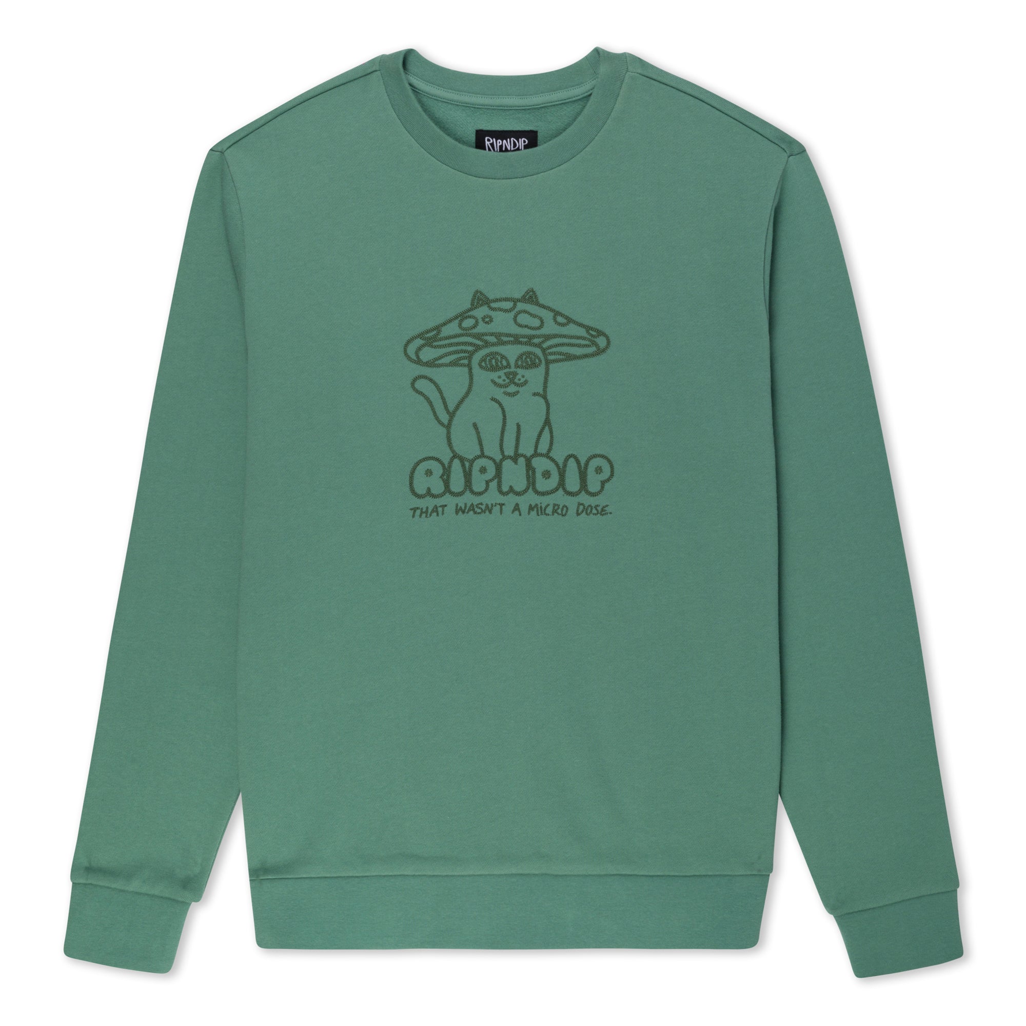 184750 Shroom Cat Crewneck Sweater (Pine)