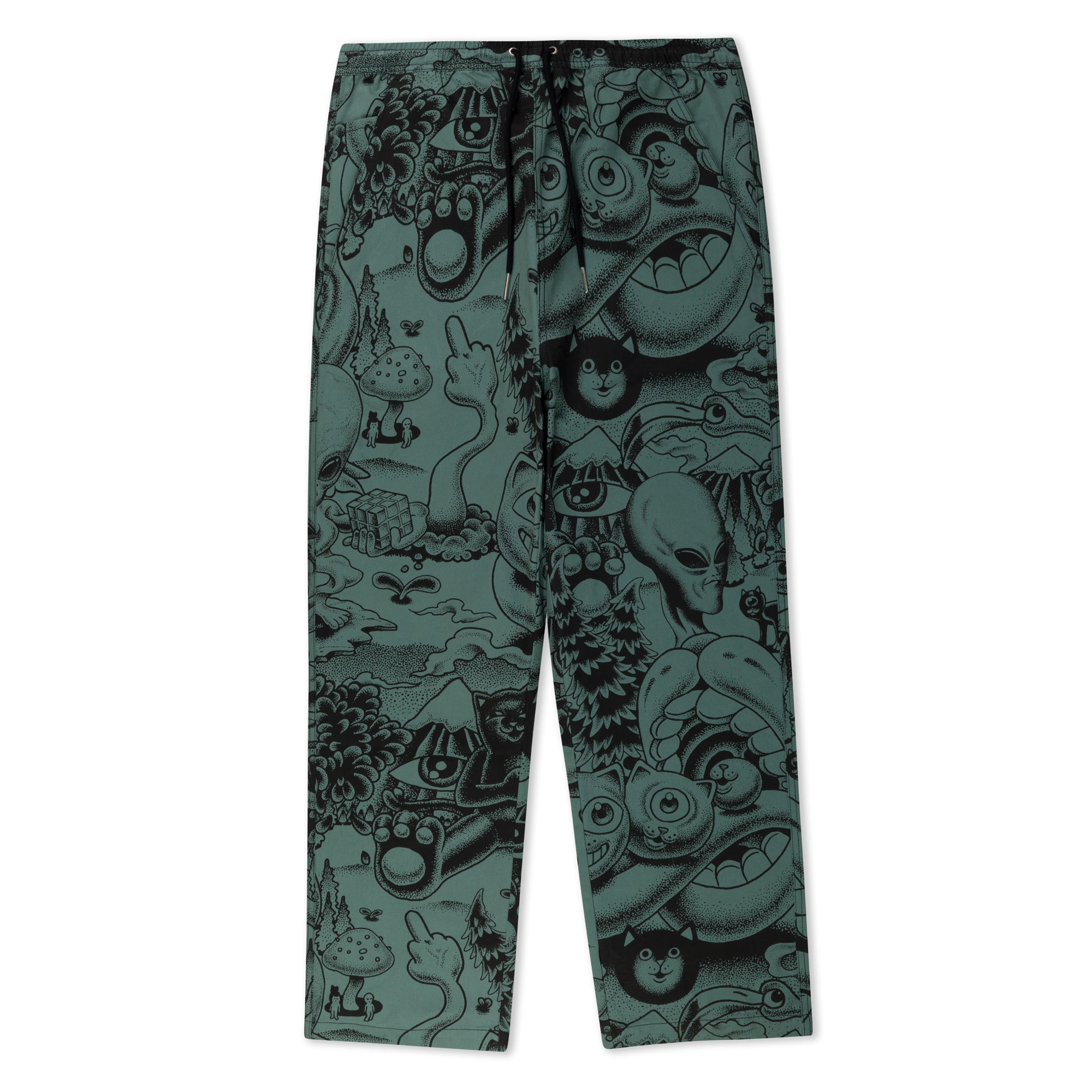 RIPNDIP Dark Twisted Fantasy Wide Leg Pants (Olive/Black)