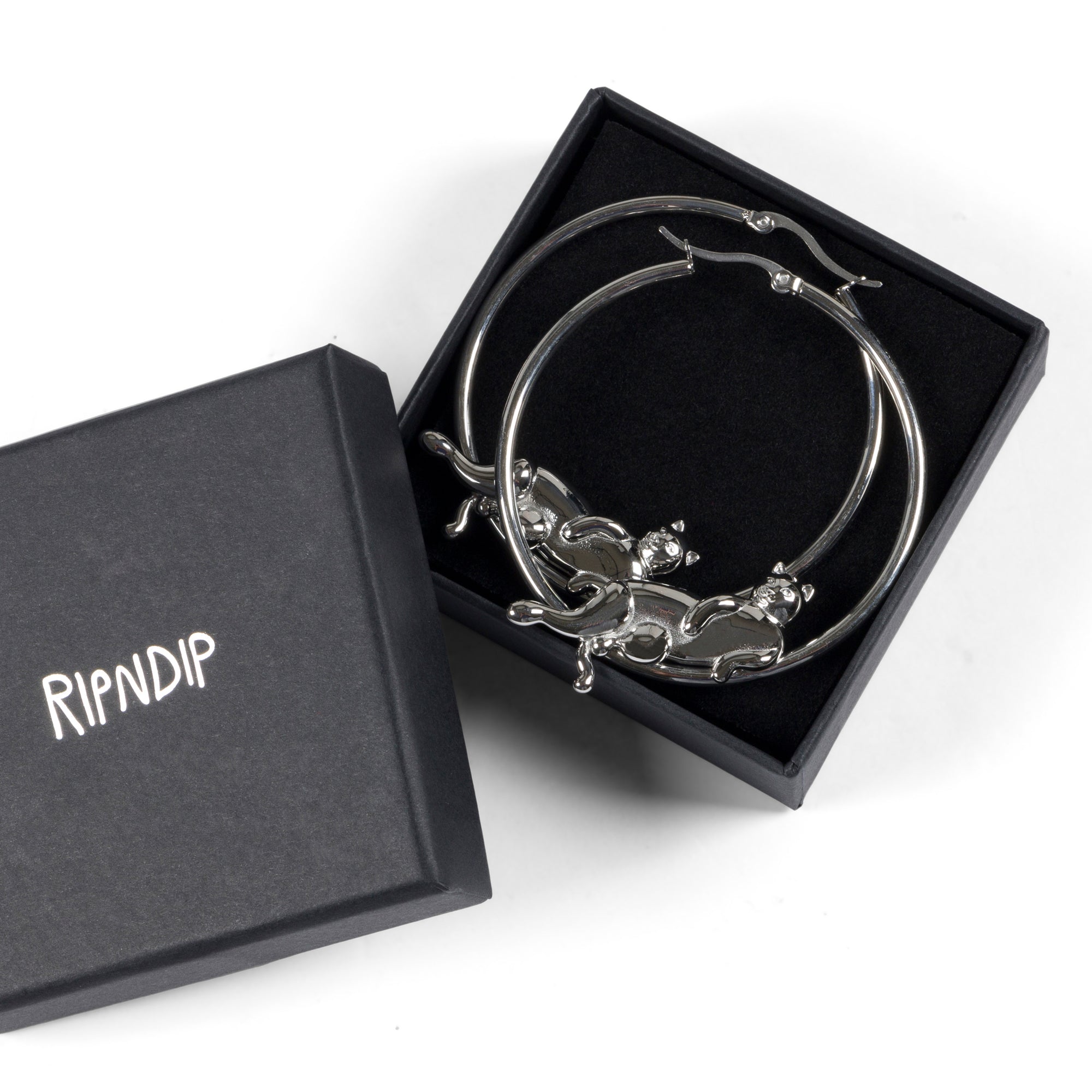 RIPNDIP Catstanza Hoop Earrings (Silver)