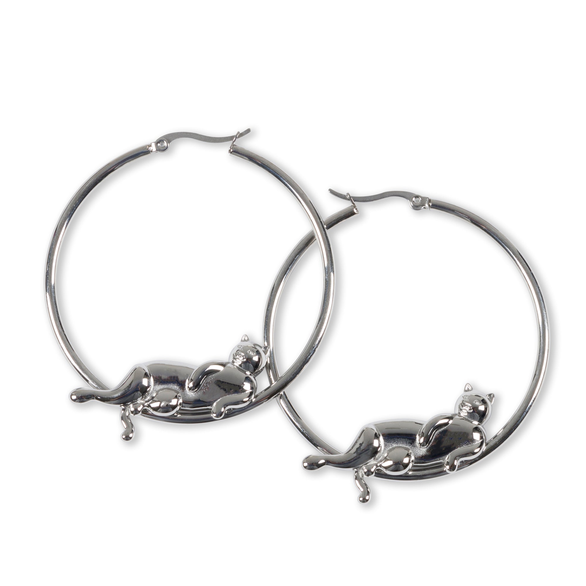 RIPNDIP Catstanza Hoop Earrings (Silver)