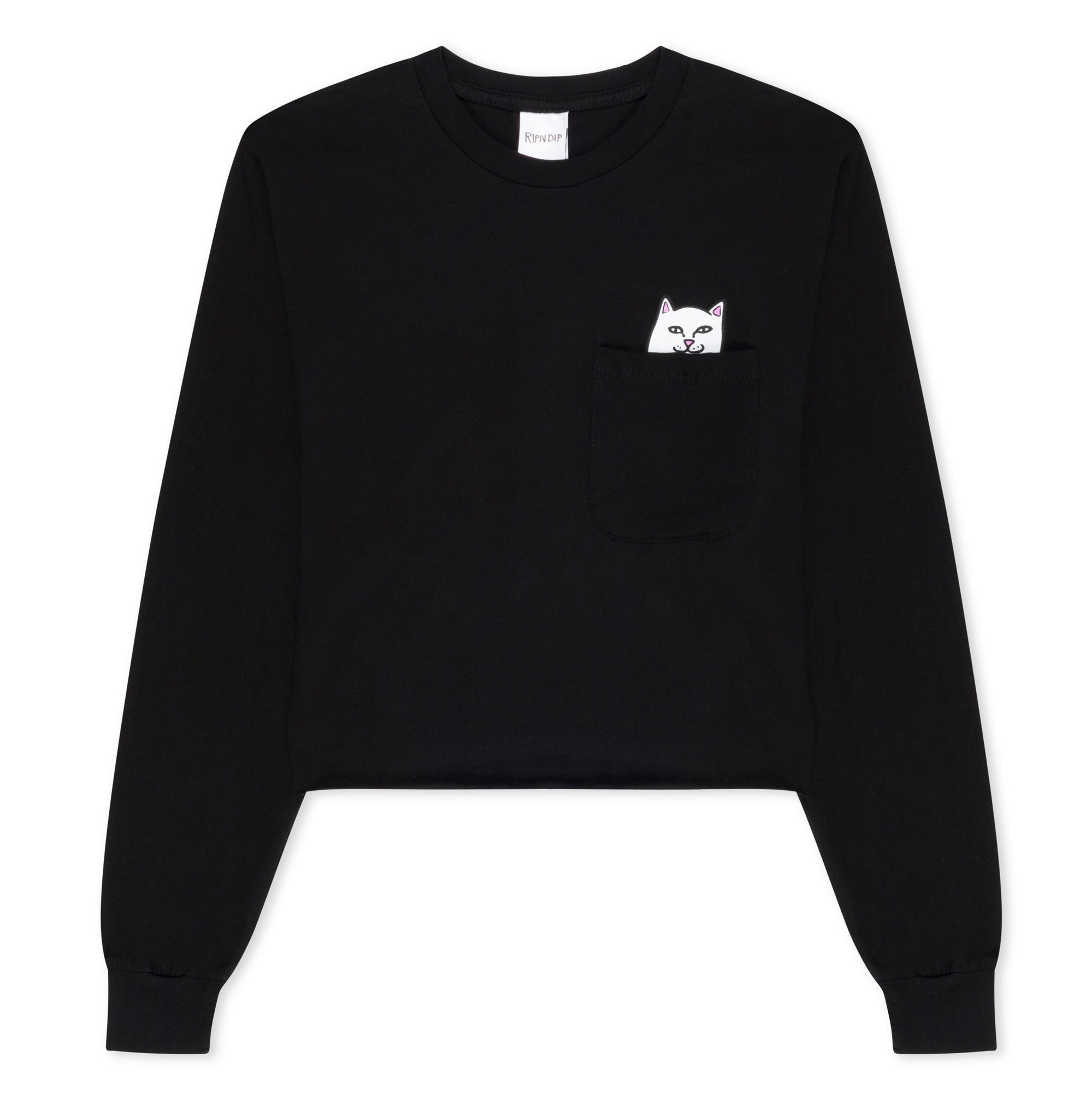 RIPNDIP Lord Nermal Cropped Pocket Tee Long Sleeve (Black)