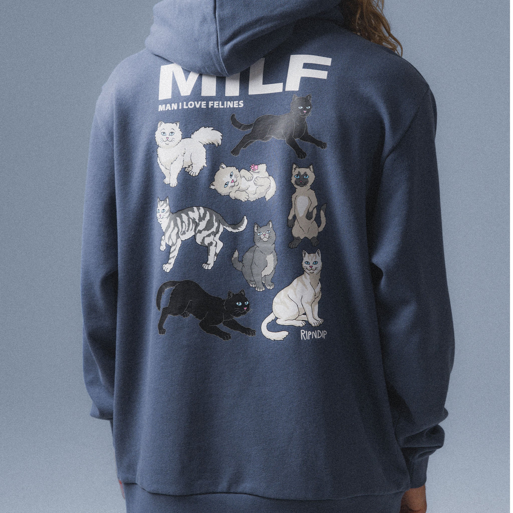 RIPNDIP Man I Love Felines Hoodie (Storm Blue)