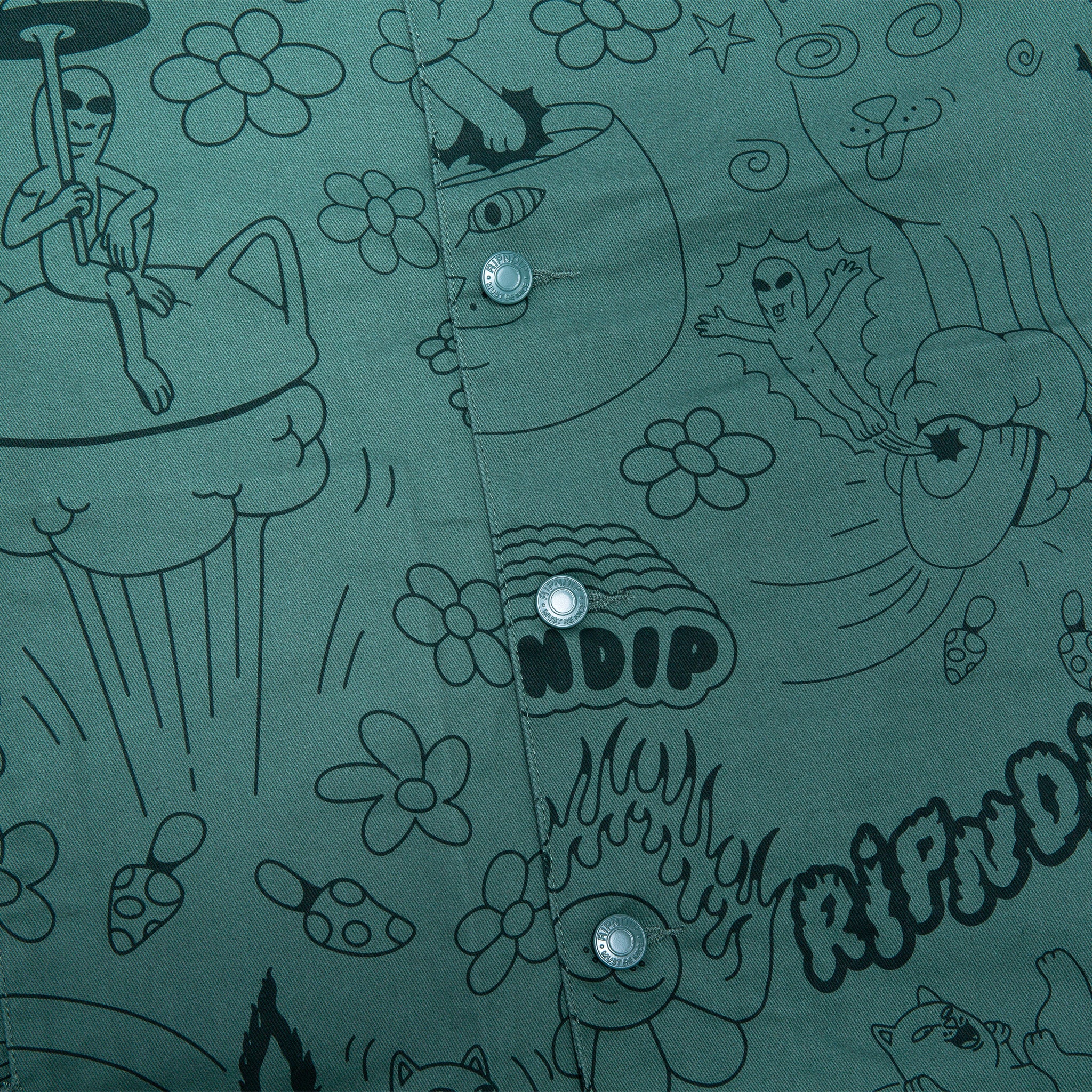 RIPNDIP Scribble Button Up Jacket (Forest Green)