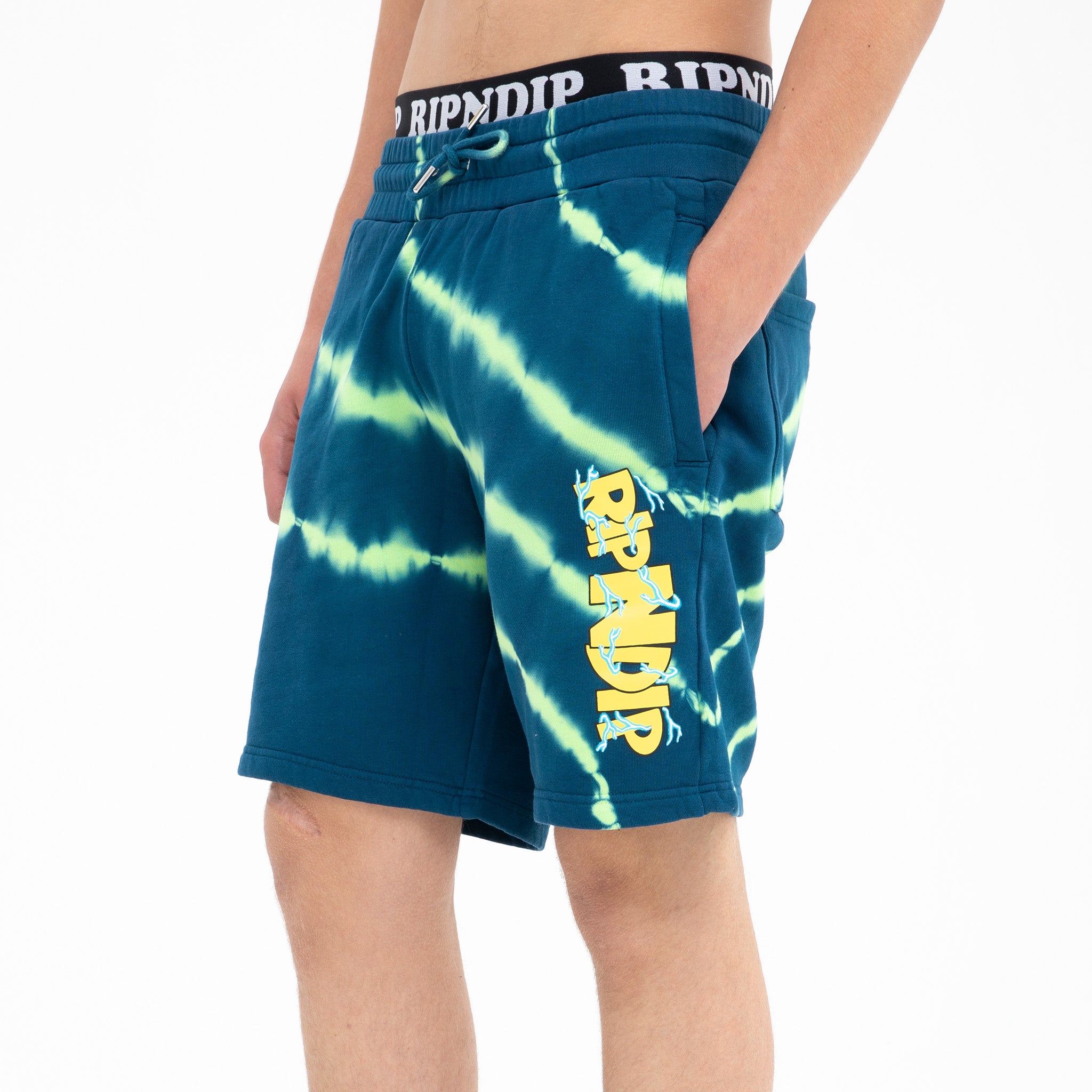 RIPNDIP Super Sanerm Sweatshorts (Navy/Neon Green Dye)