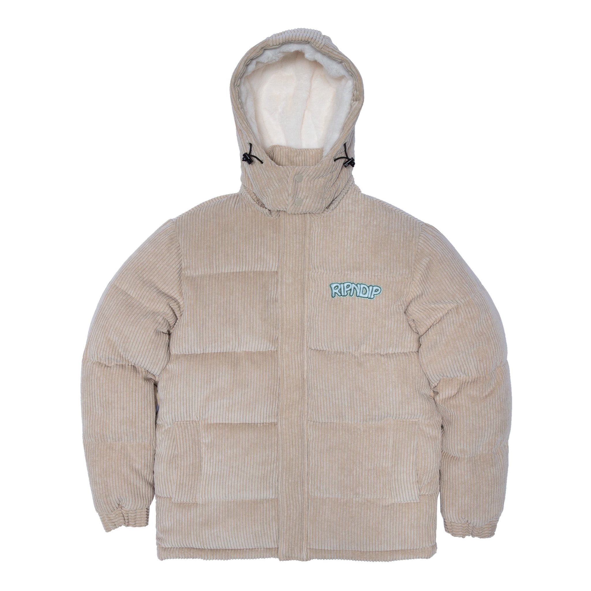 Intertwined Corduroy Puffer Jacket (Khaki) – RIPNDIP