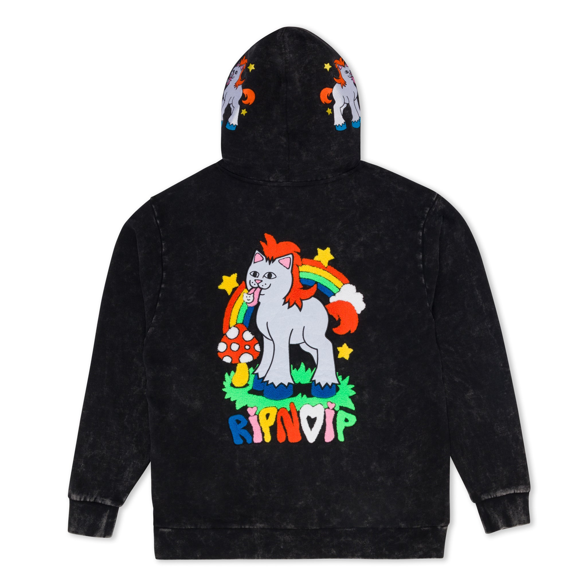 Taste The Rainbow Hoodie Black Mineral Wash RIPNDIP