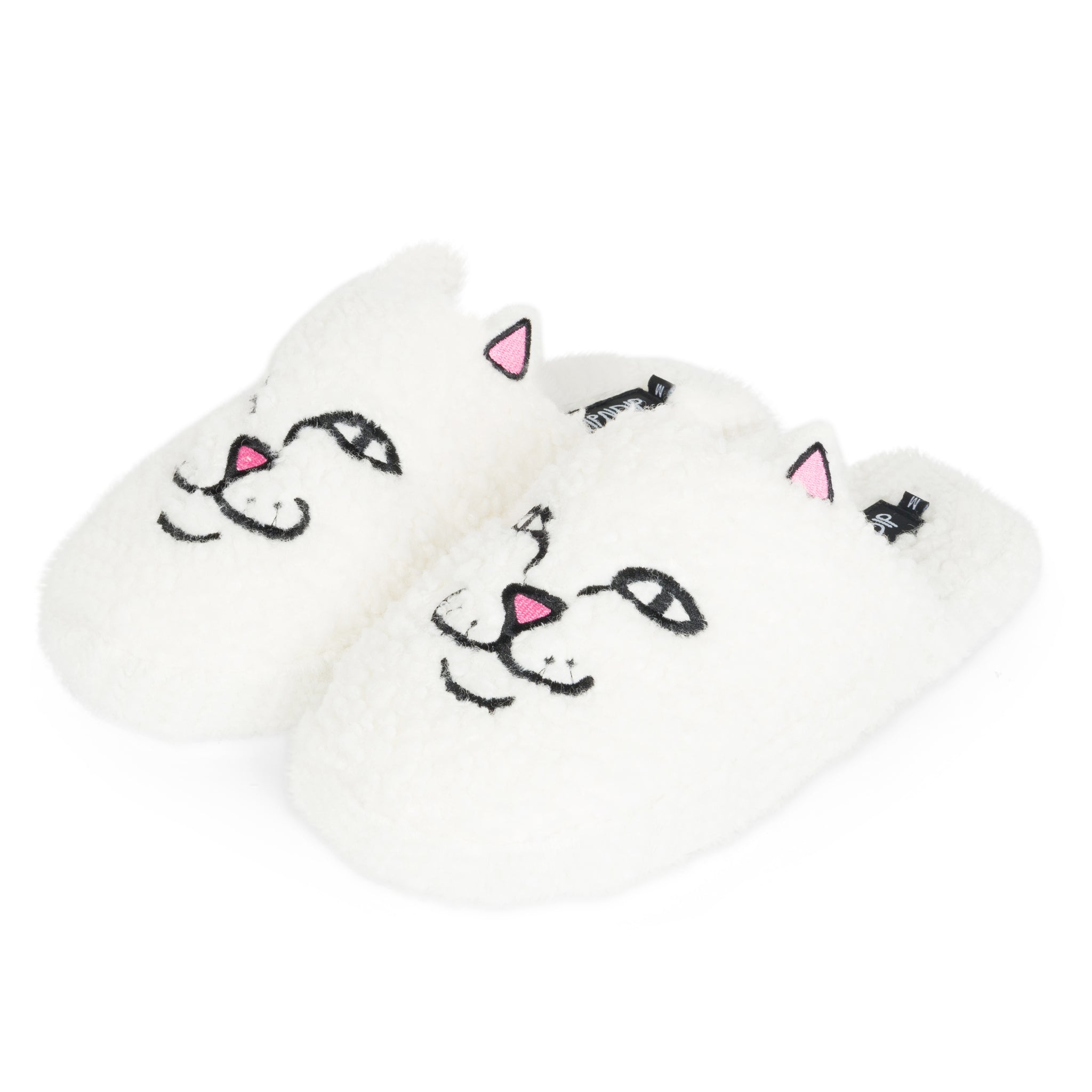 RIPNDIP Nerm Face Fuzzy House Slippers (White)