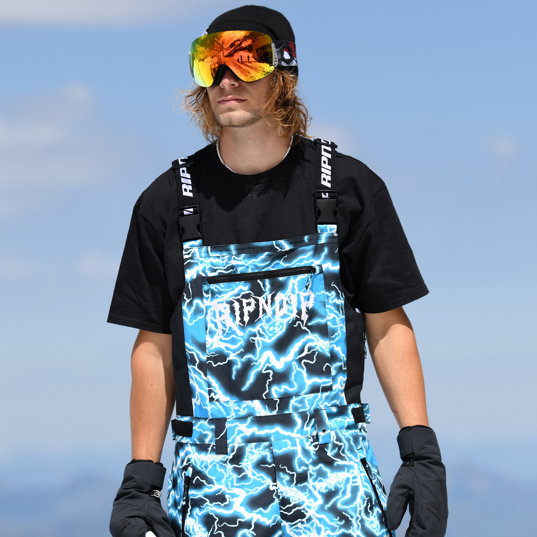 RIPNDIP Nikola Snowboard Bib Pants (Black / Blue)