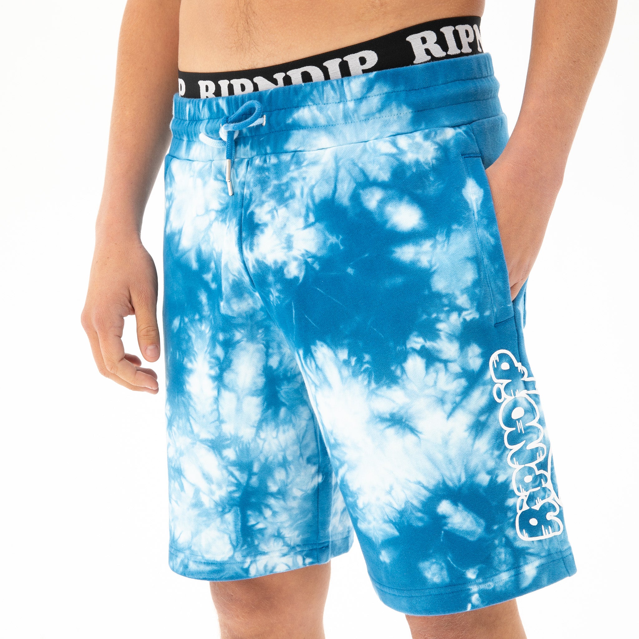 Ripntail Sweatshorts Blue Acid Wash RIPNDIP