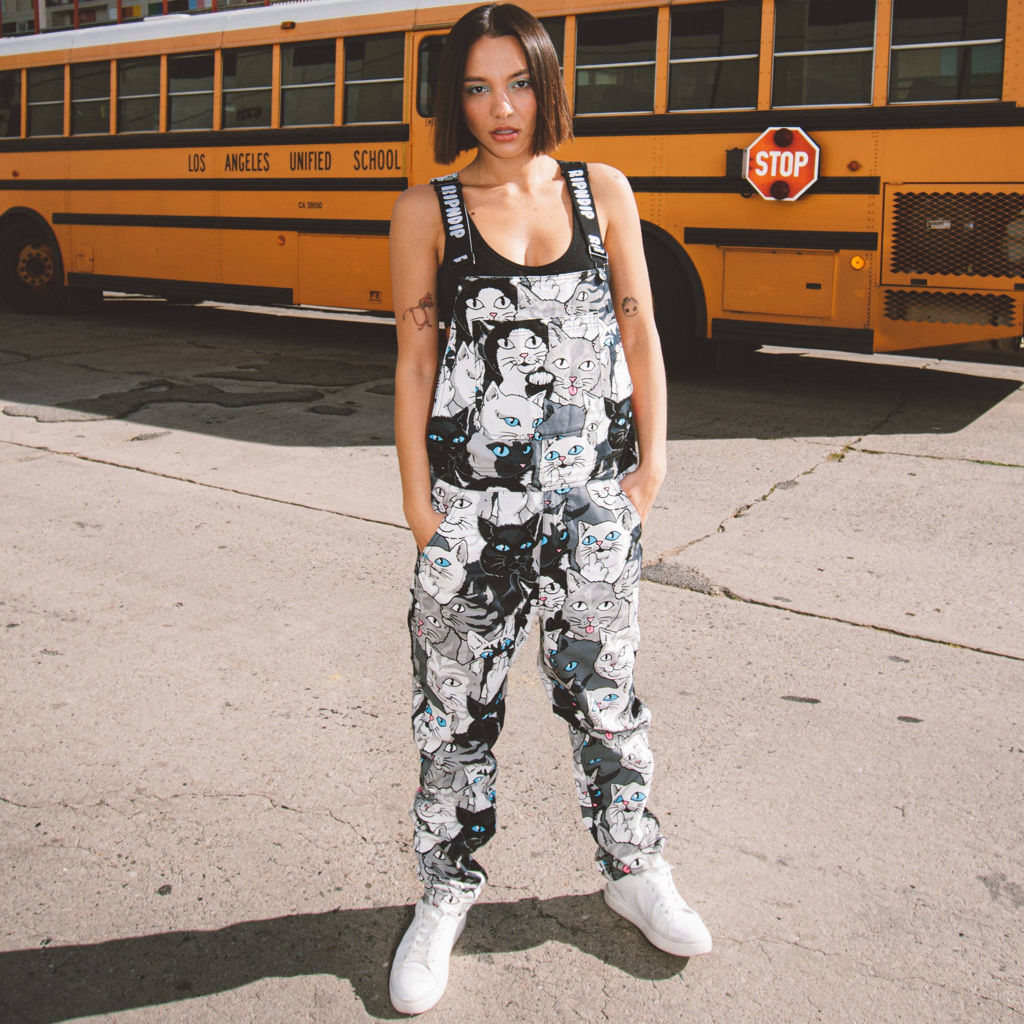 RipNDip Family Tree Twill Overalls (Black)