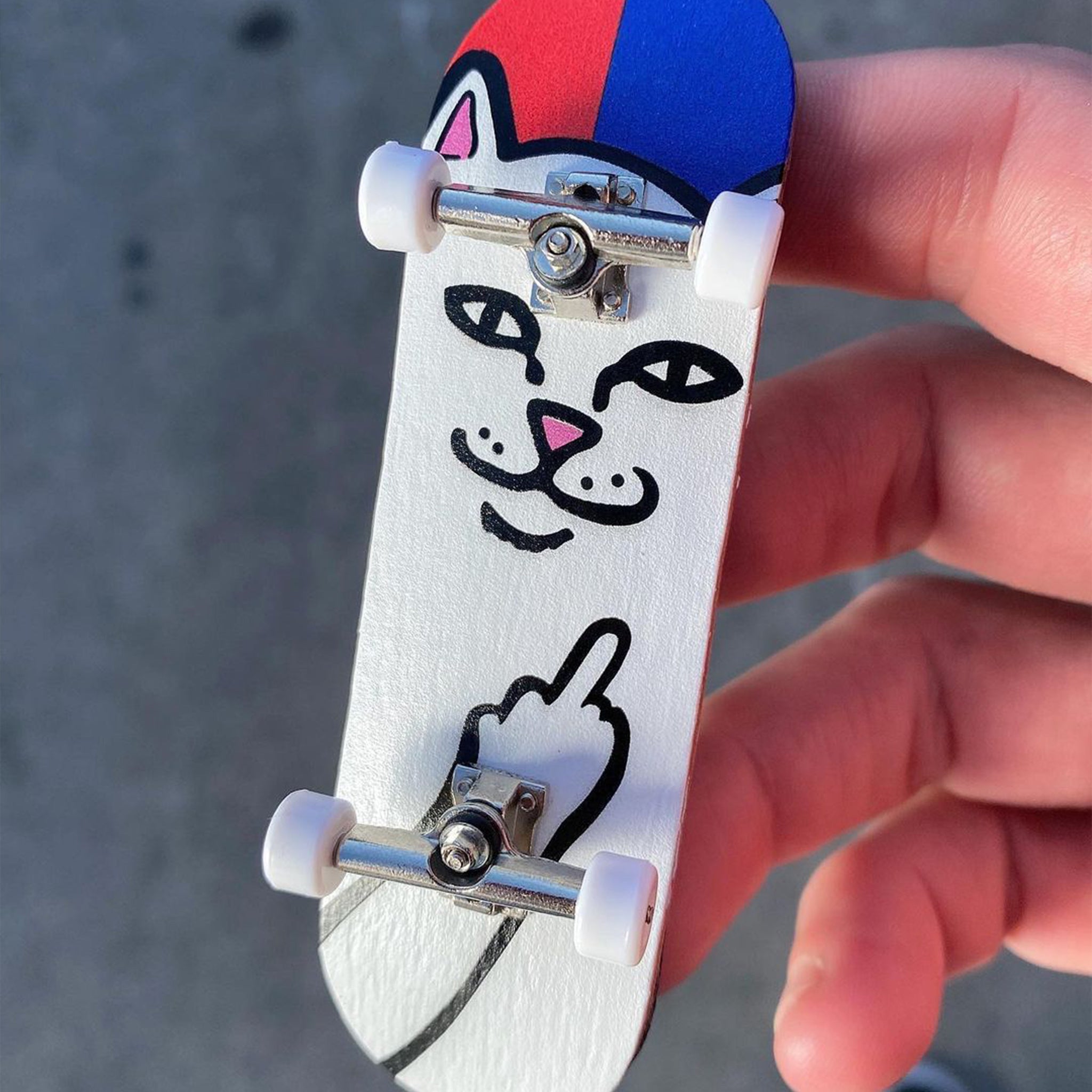 RIPNDIP Lord Nermal Mini Skateboard (Red/Blue)