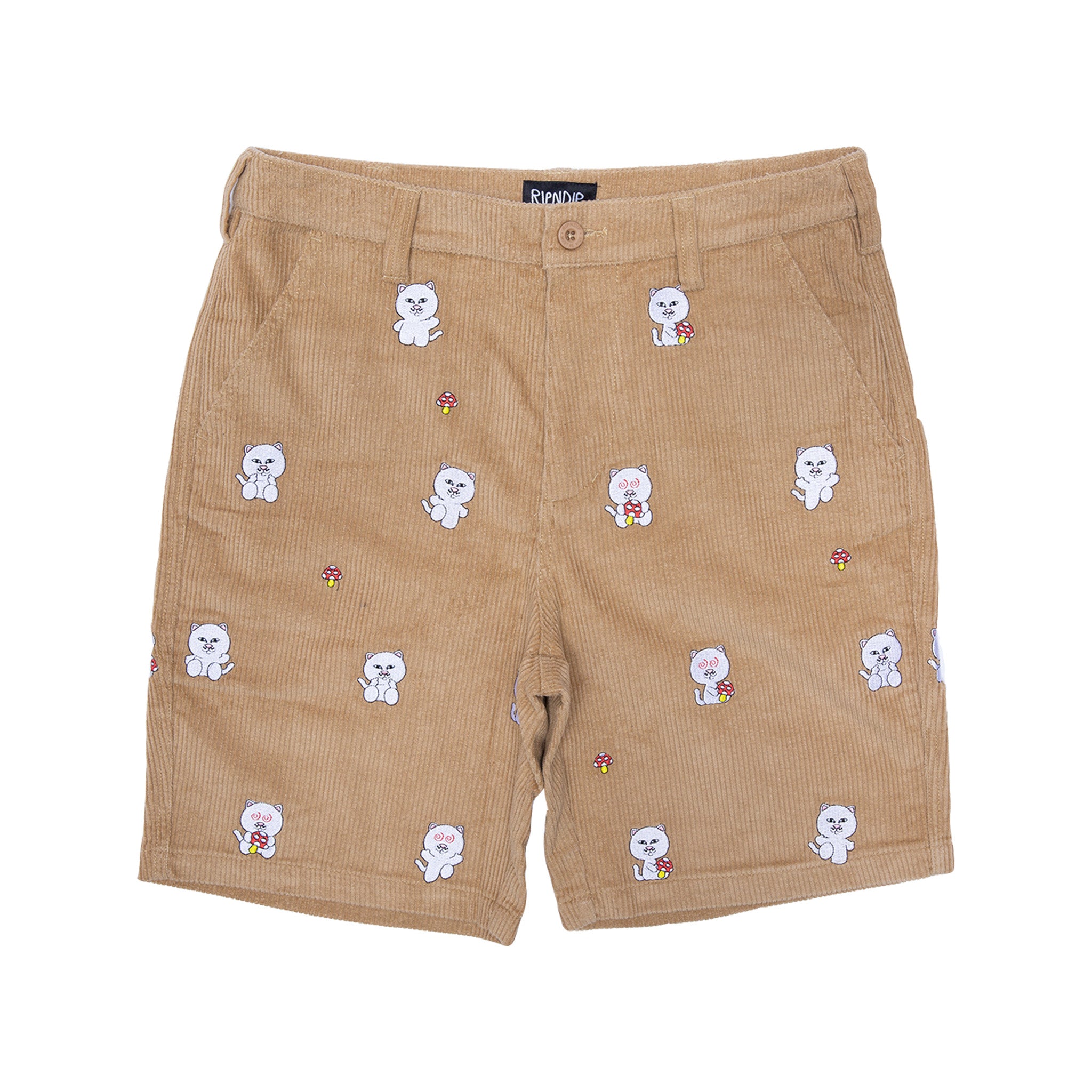 RIPNDIP Hello Nermy Corduroy Embroidered Shorts (Tan)