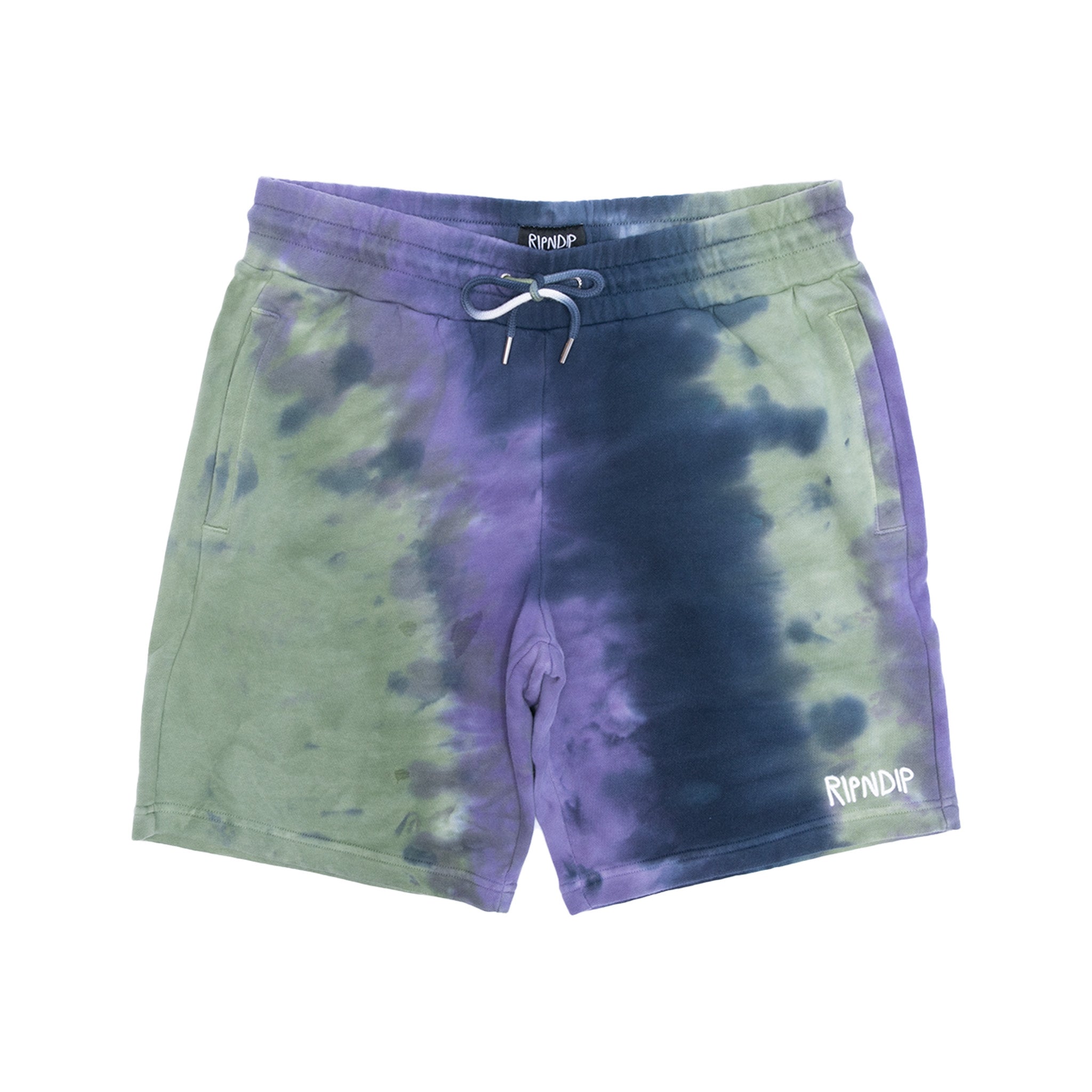 RIPNDIP Ripndip Rubber Logo Sweatshorts (Sage/Slate Tie Dye)