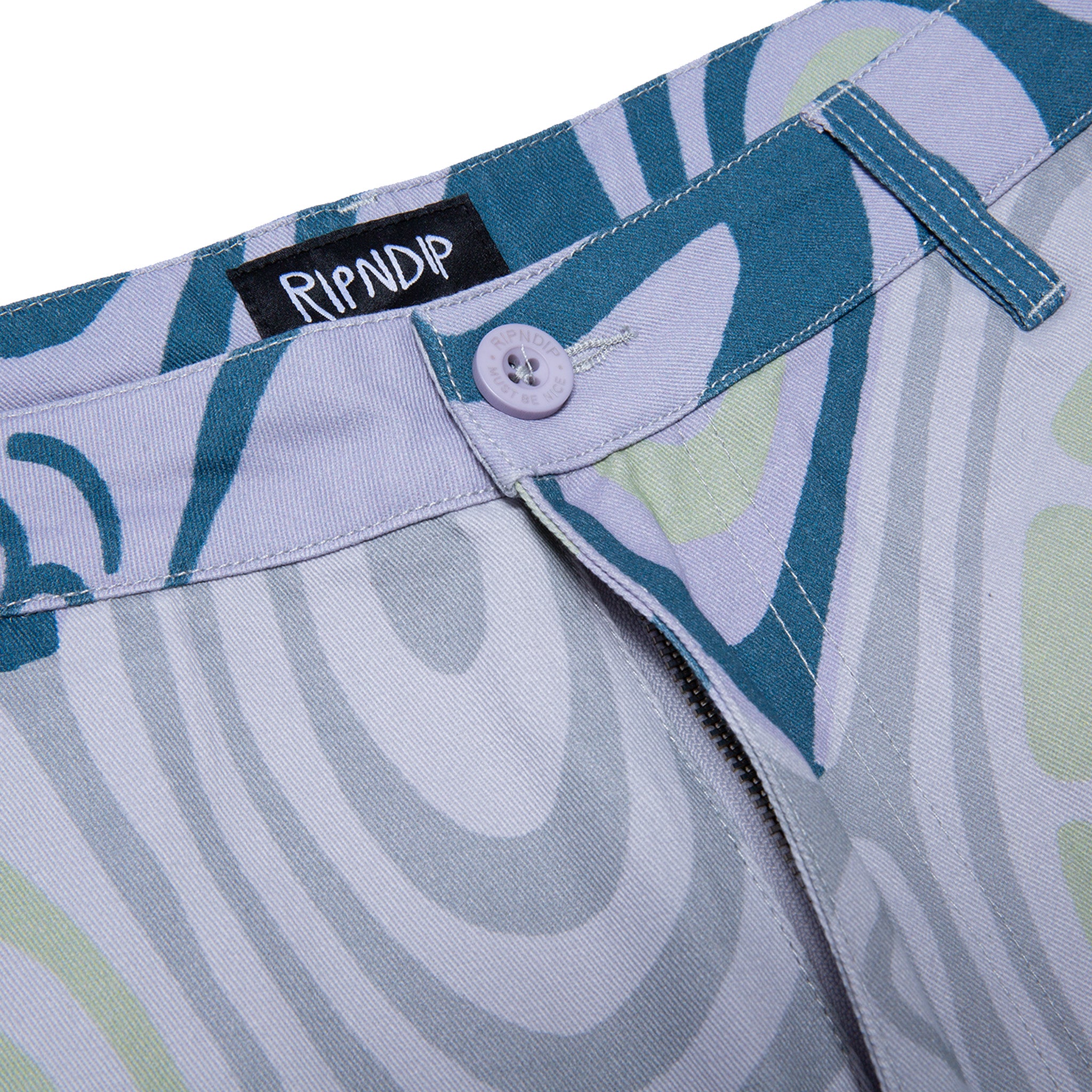 RIPNDIP Hypnotic Twill Shorts (Grey/Lavender/Neon)