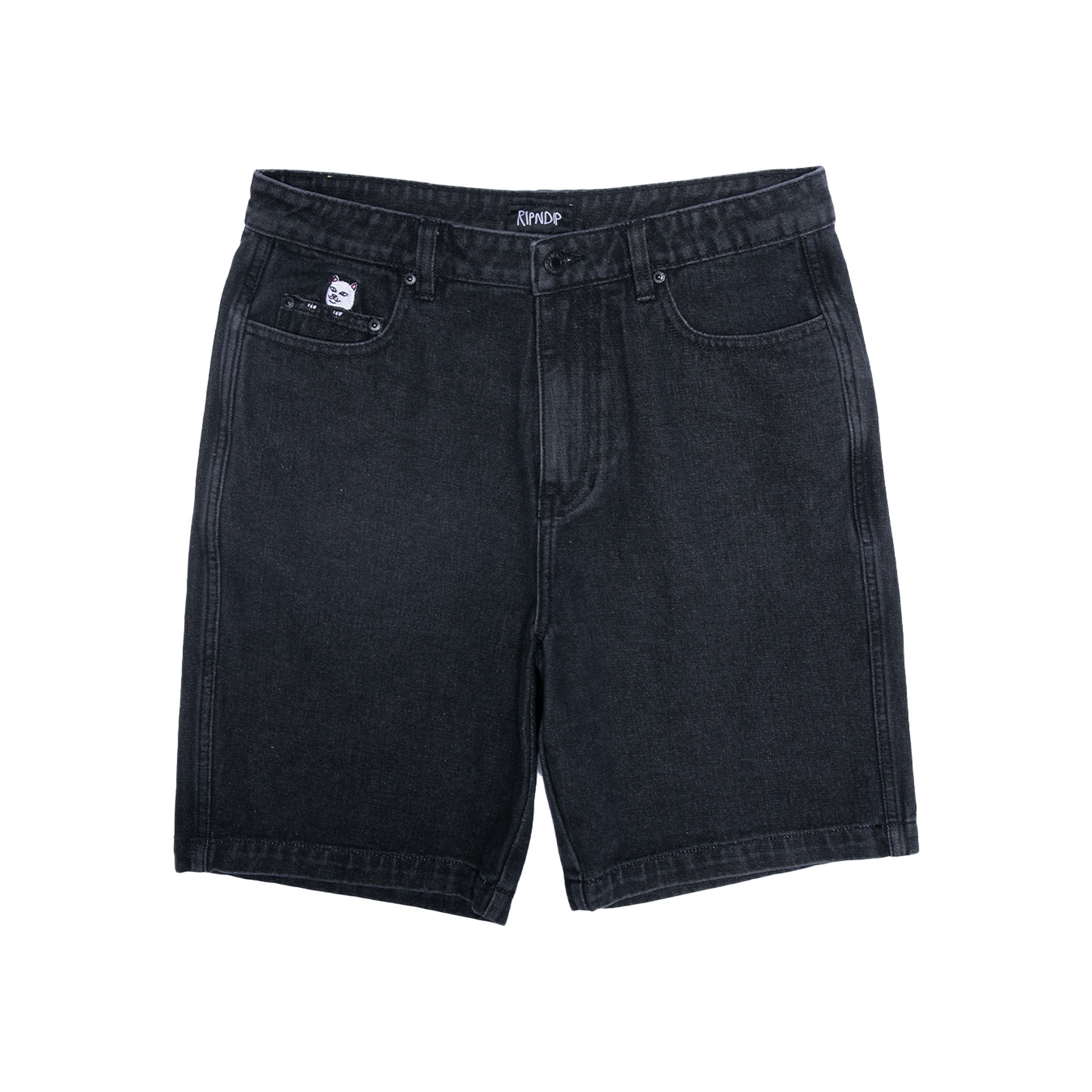 RIPNDIP La Brea Denim Shorts (Black Medium Wash)