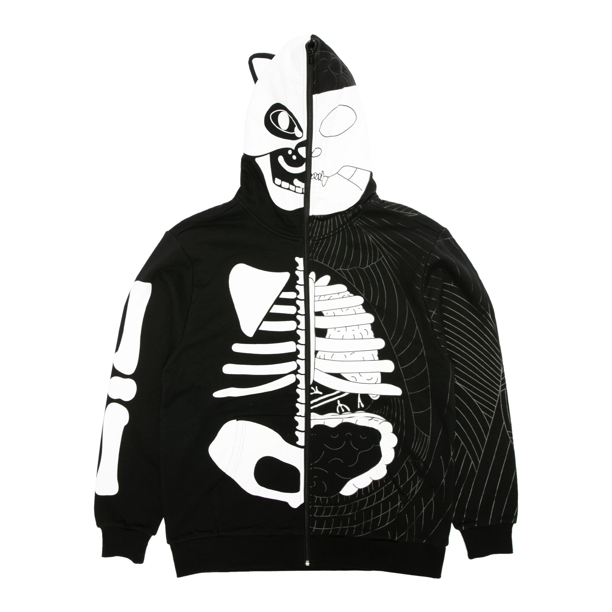 RipNDip Skelly Anatomy Full Zip Hoodie (Black/White)