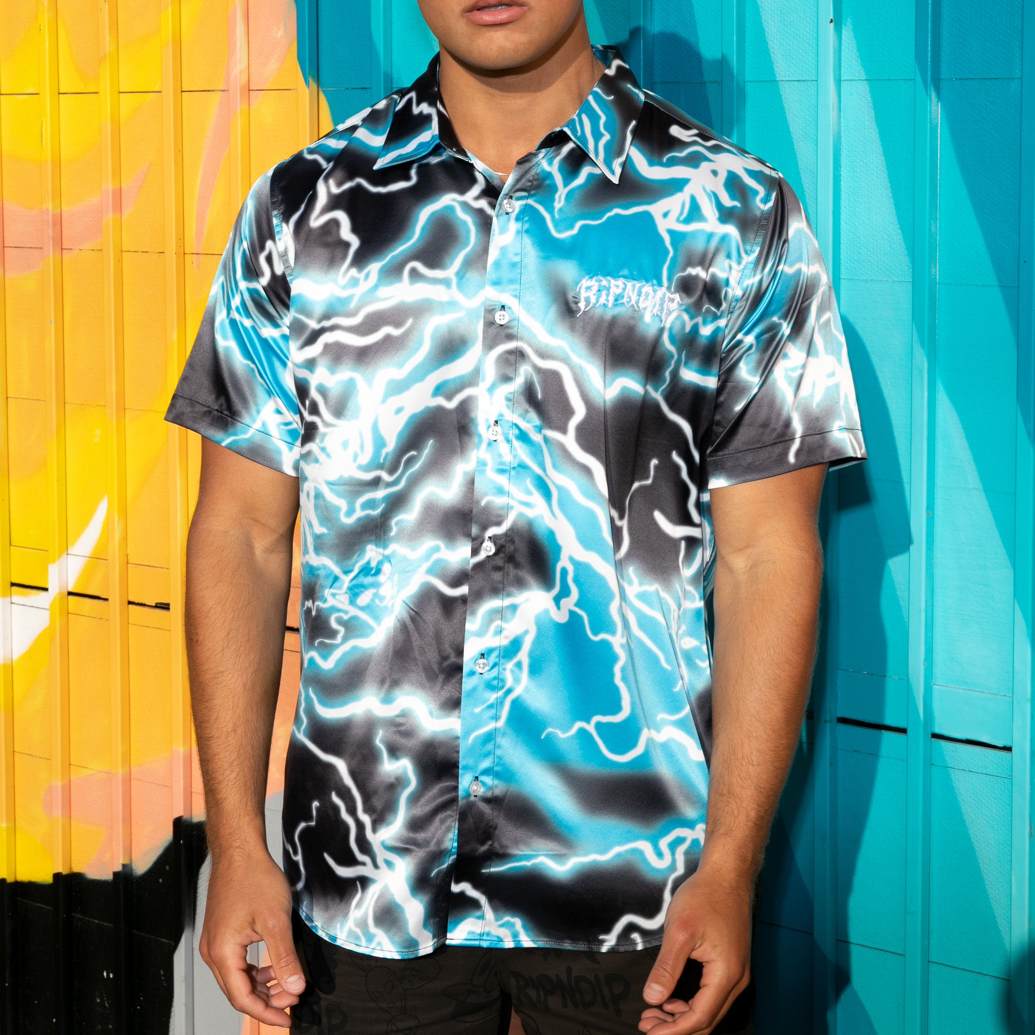 RIPNDIP Nikola Short Sleeve Button Up (Black/Blue)