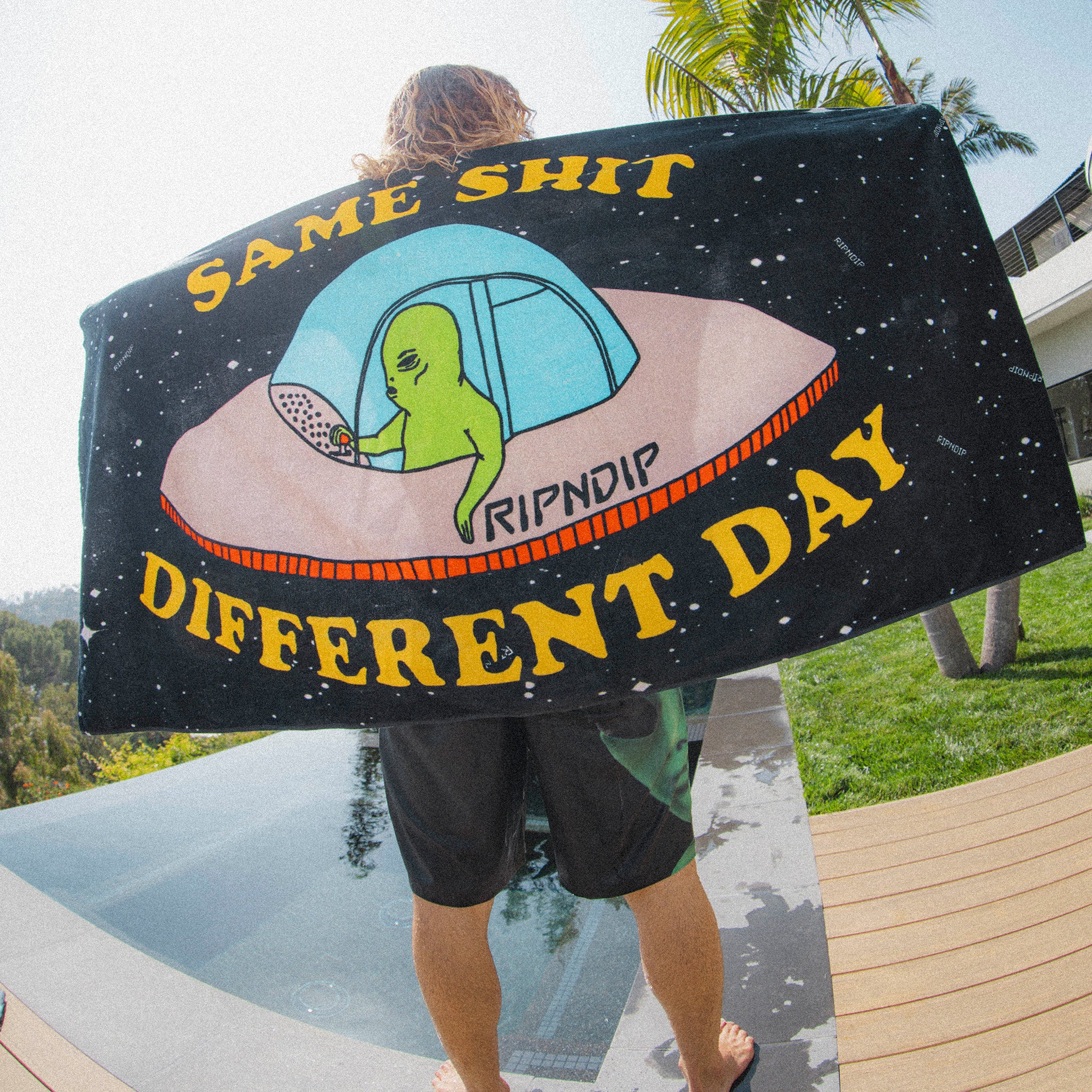 RIPNDIP Same Shit Different Day Beach Towel (Black)