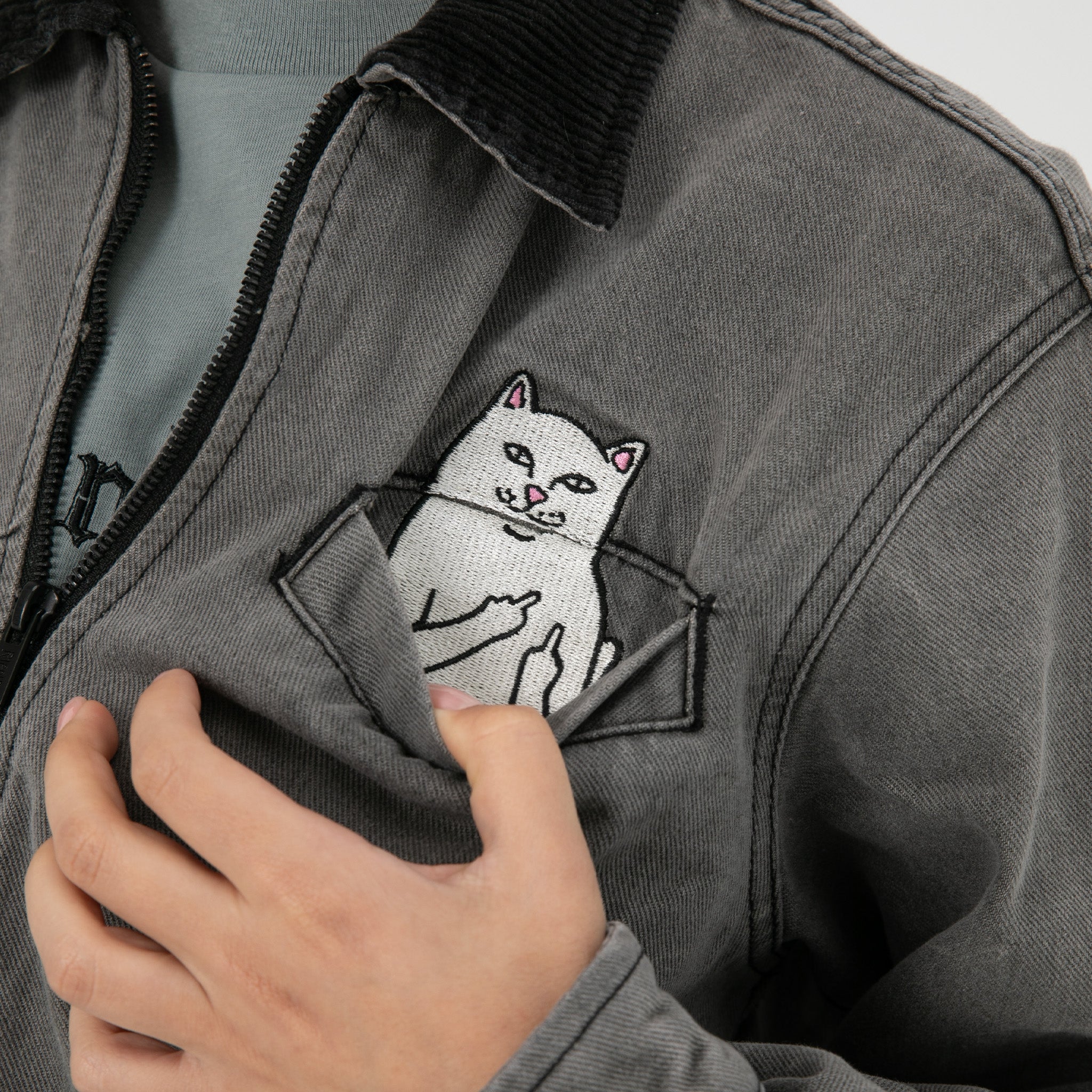 RIPNDIP Los Feliz Denim Work Jacket (Charcoal Stone Wash)