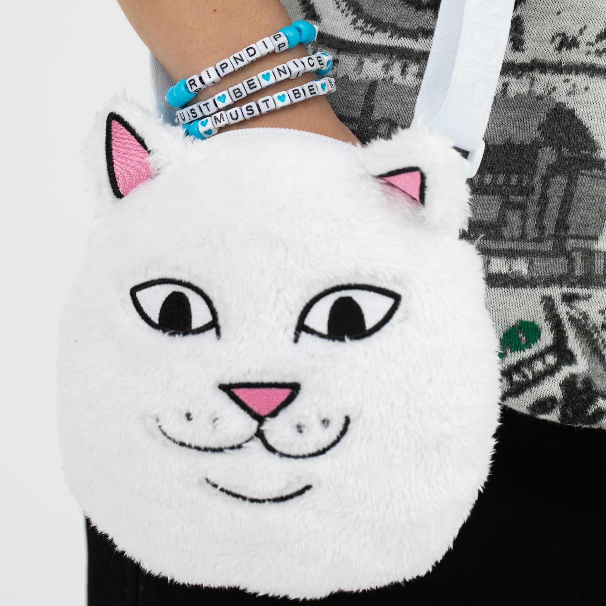 RIPNDIP Lord Nermal Sherpa Crossbody Bag (White)