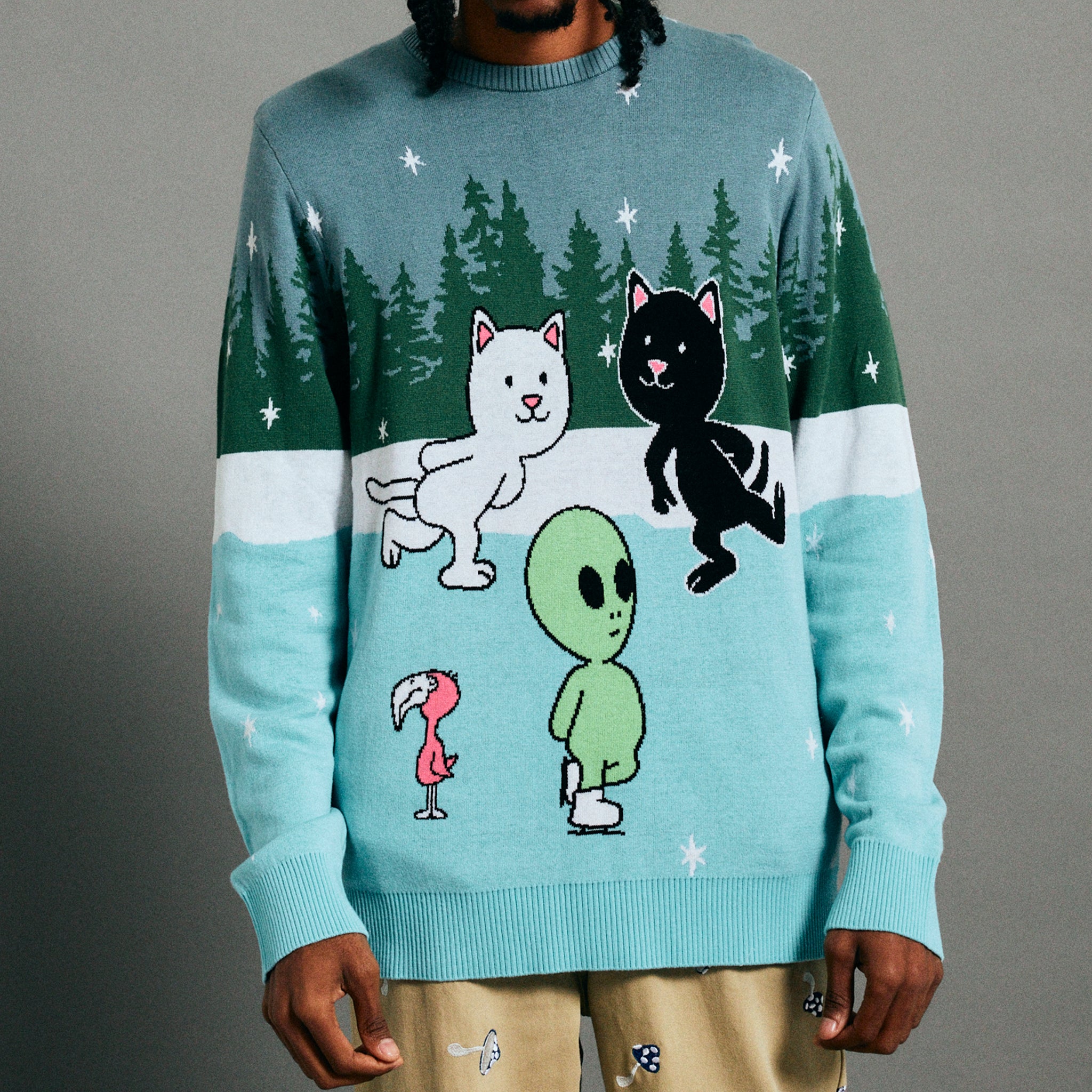 RIPNDIP Skating With Friends Knit Sweater (Light Blue)