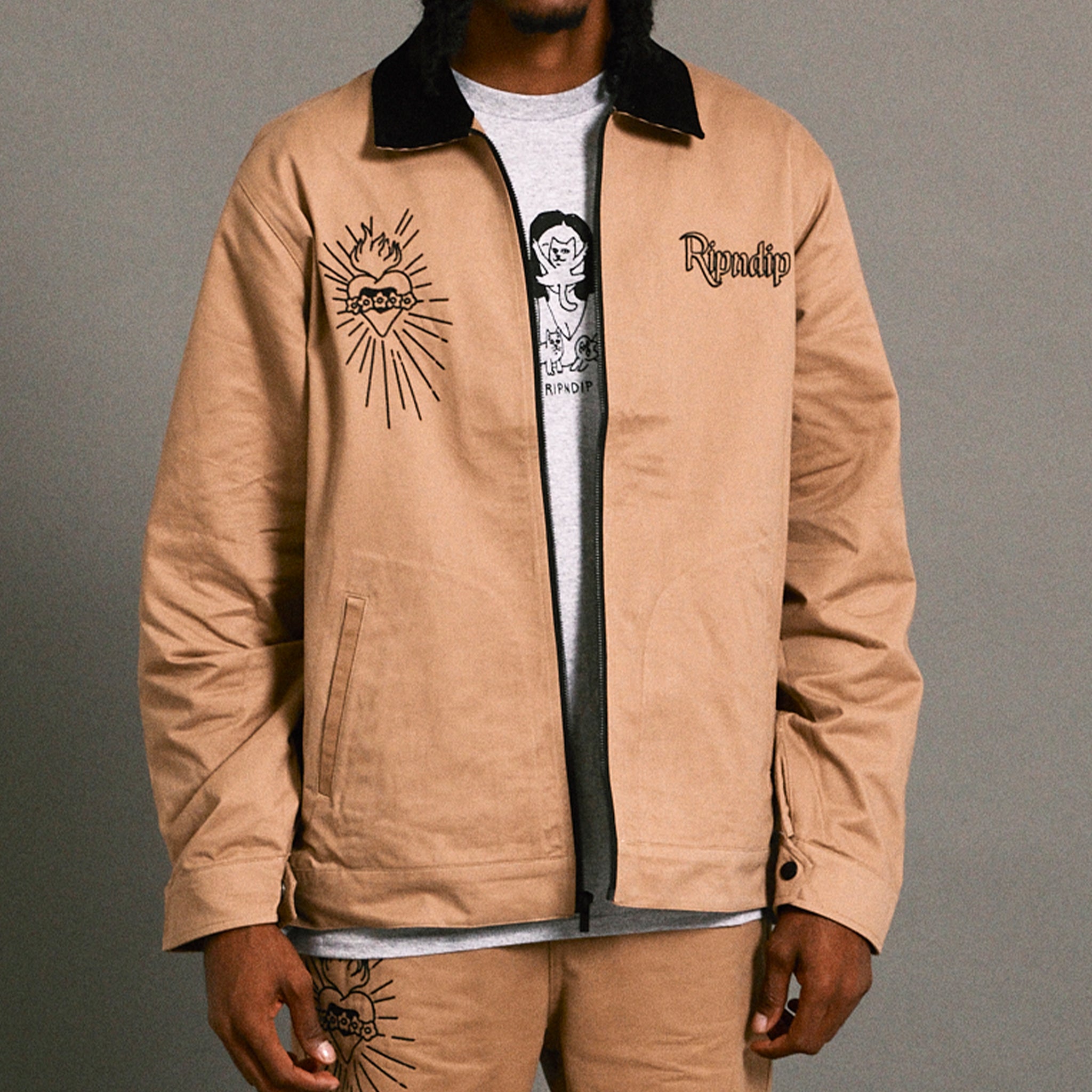 RIPNDIP Mother Mary Work Jacket (Tan)