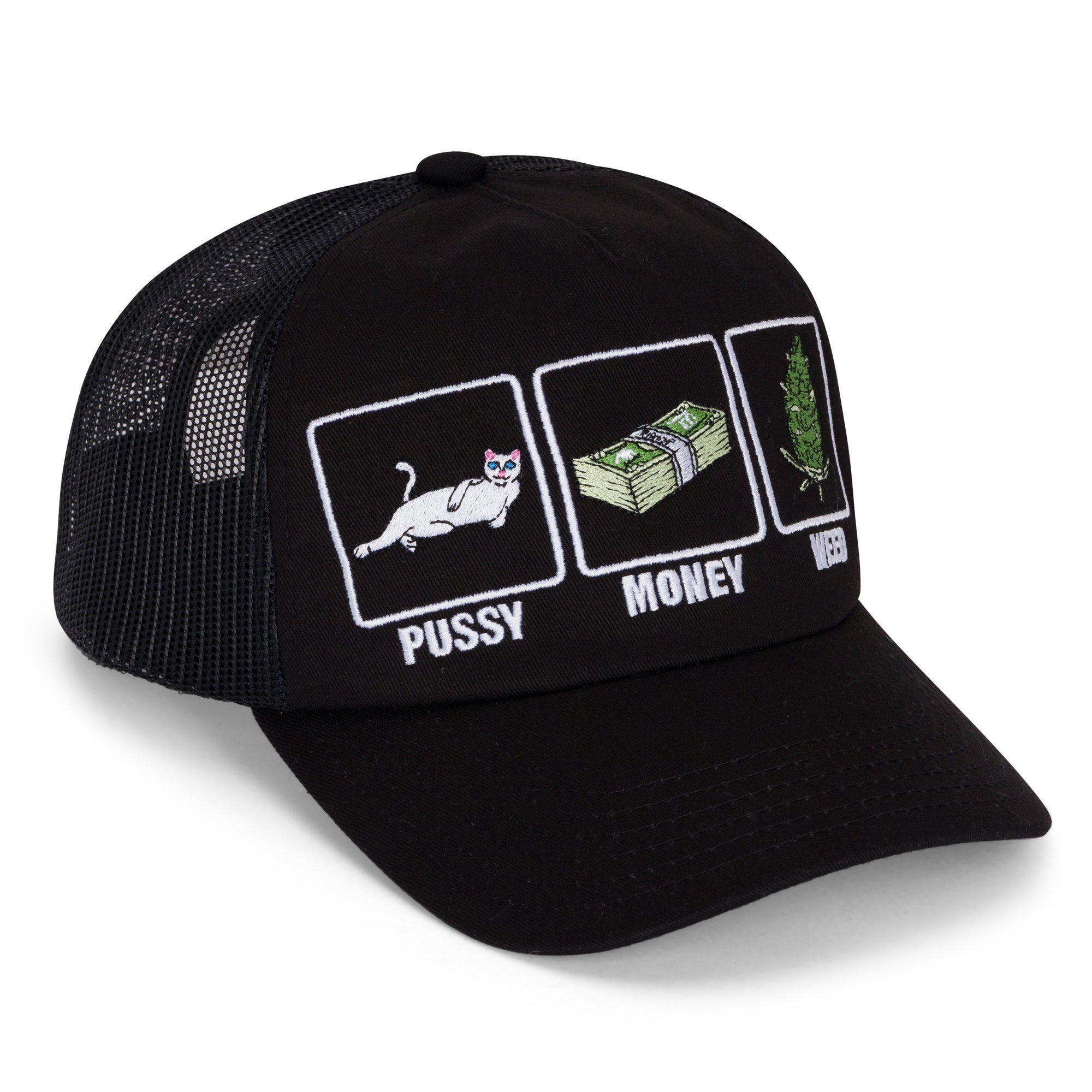 Pussy Money Weed Trucker Hat (Black)