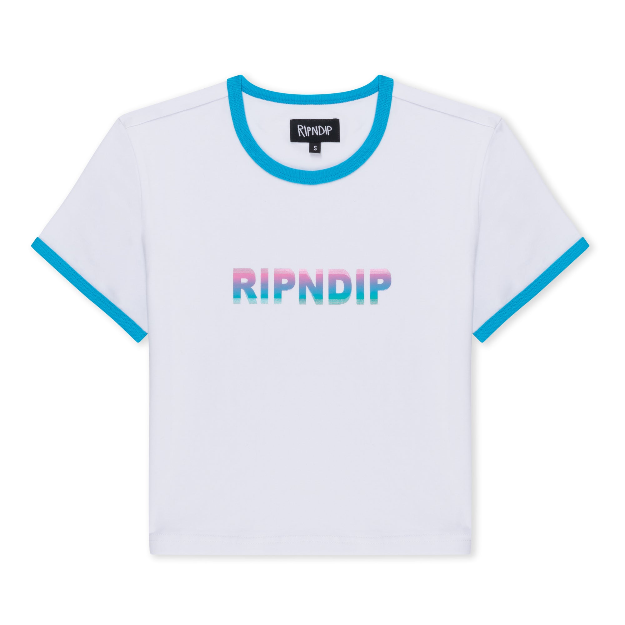 RIPNDIP Digital Dream Cropped Ringer Tee (White/Blue)