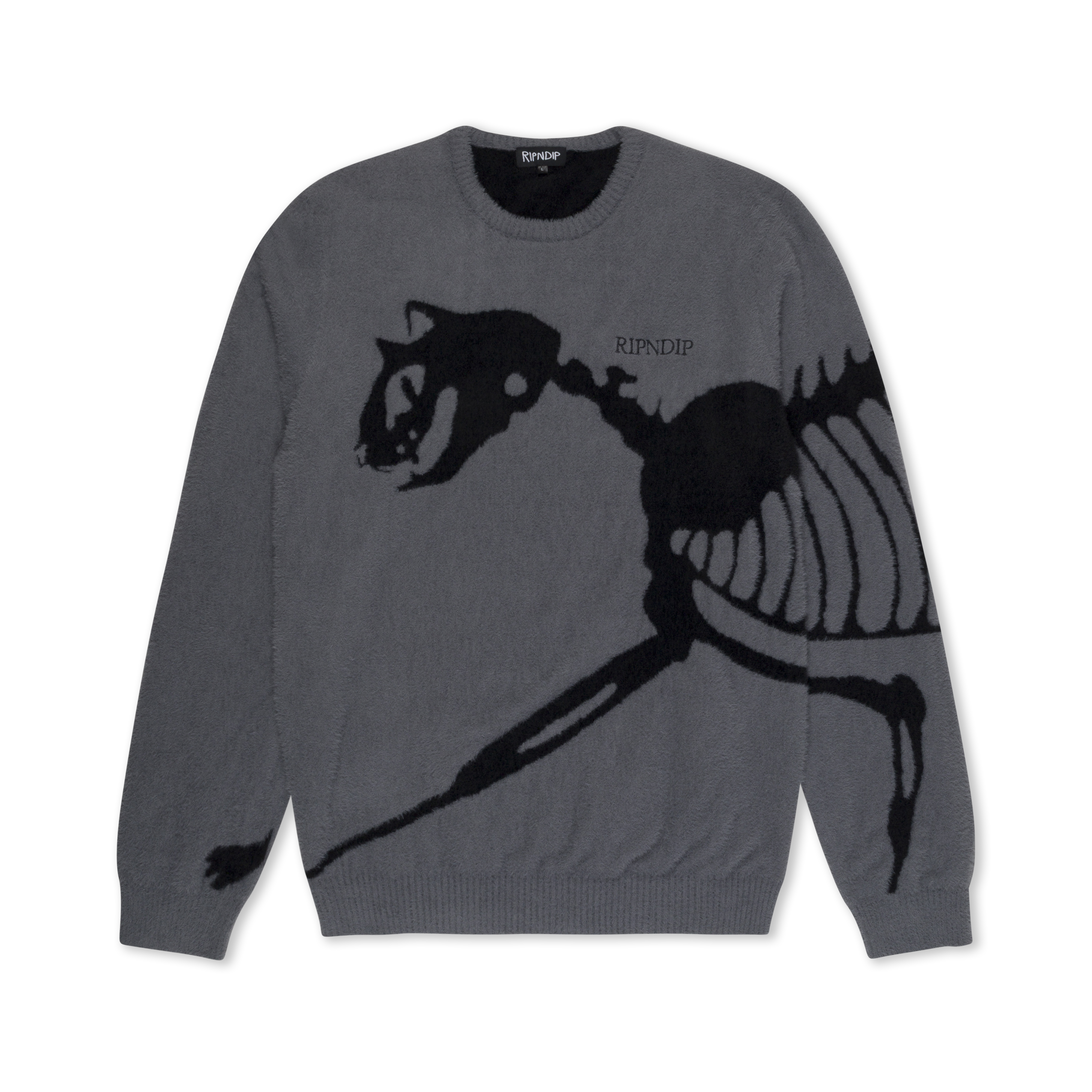 Fossil Mohair Knit Sweater (Charcoal) – RIPNDIP Fossil Mohair Knit Sweater (Charcoal) – RIPNDIP