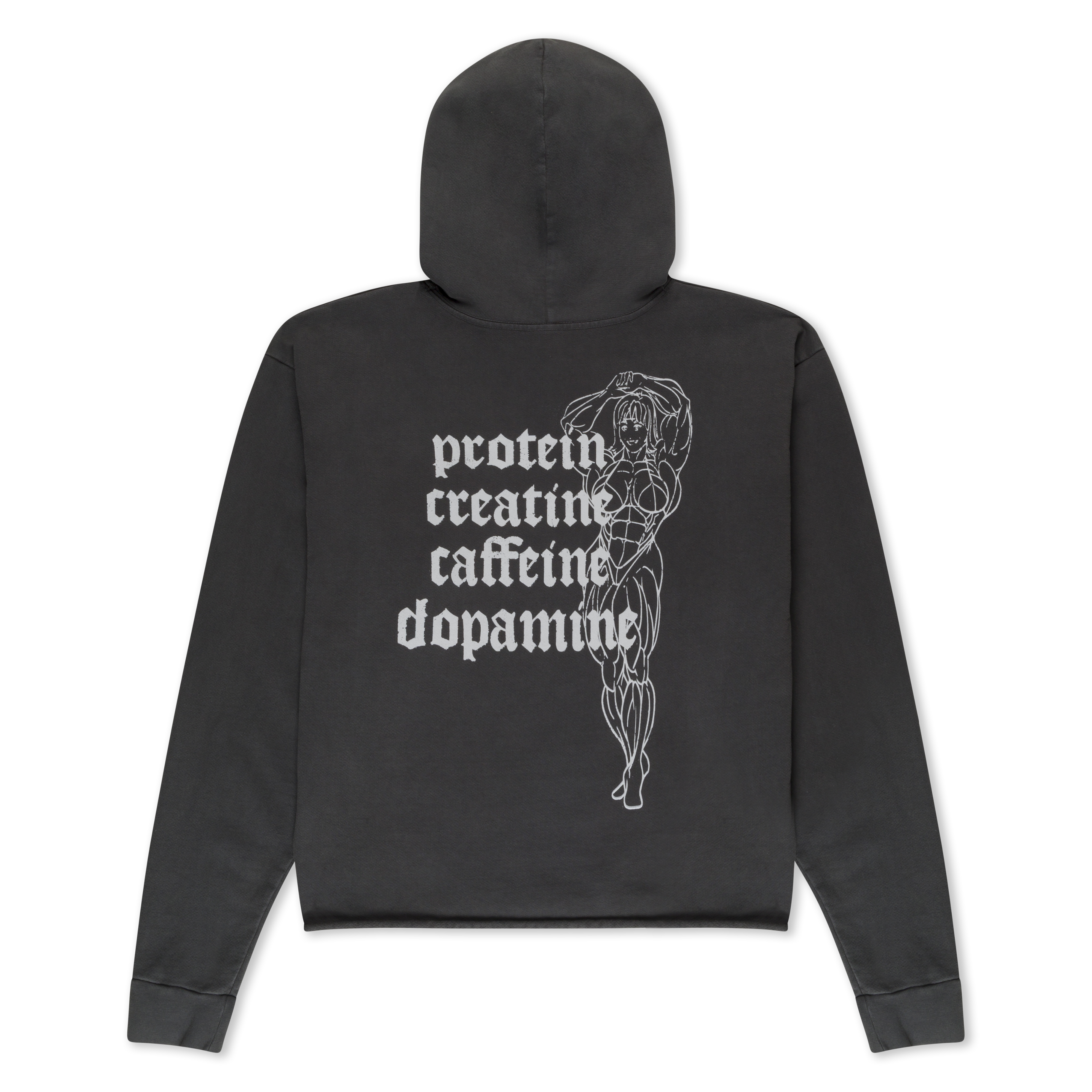 Protein Boxy Cropped 500GSM Hoodie (Gunmetal)