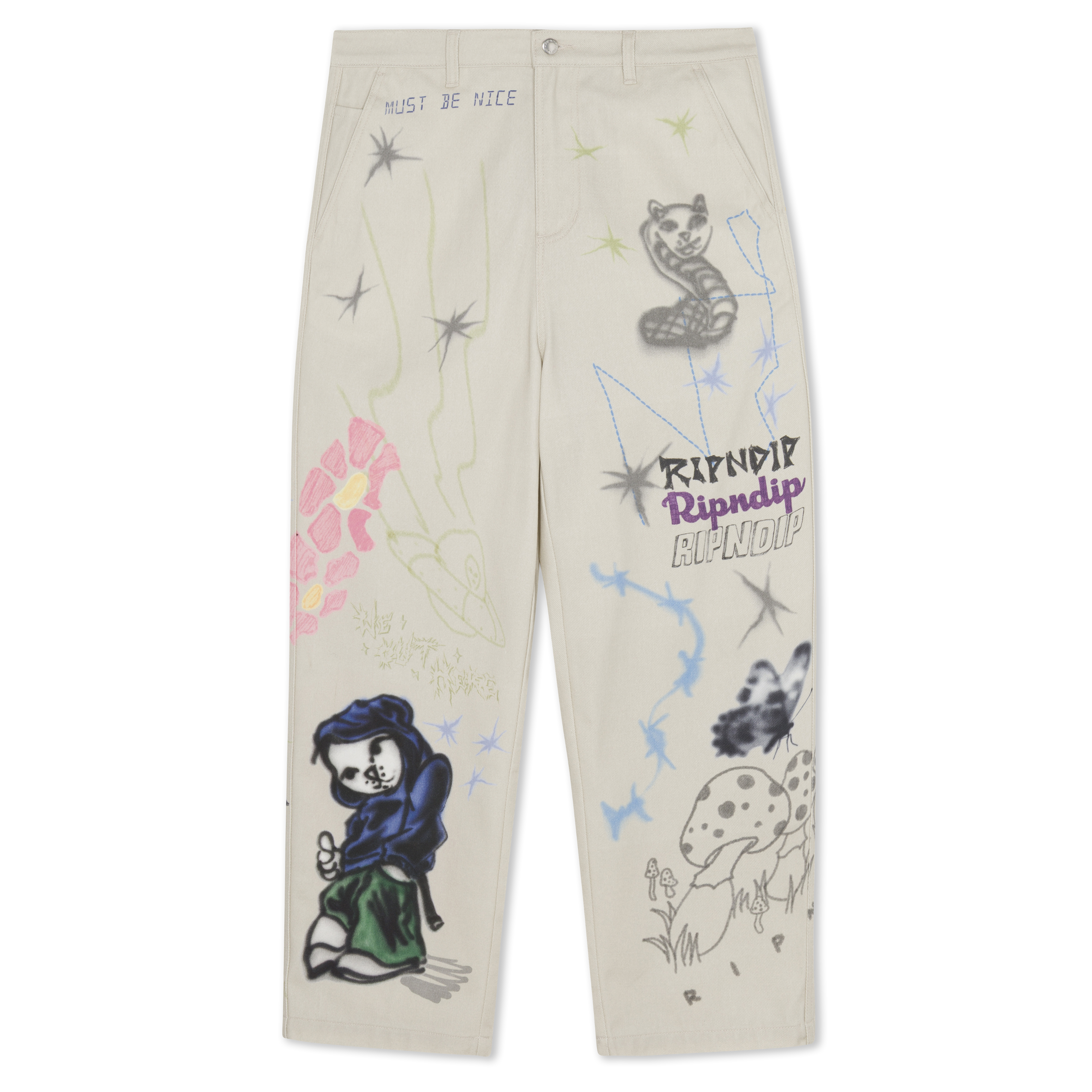 RIPNDIP Goosebumps Wide Fit Pants (Bone)