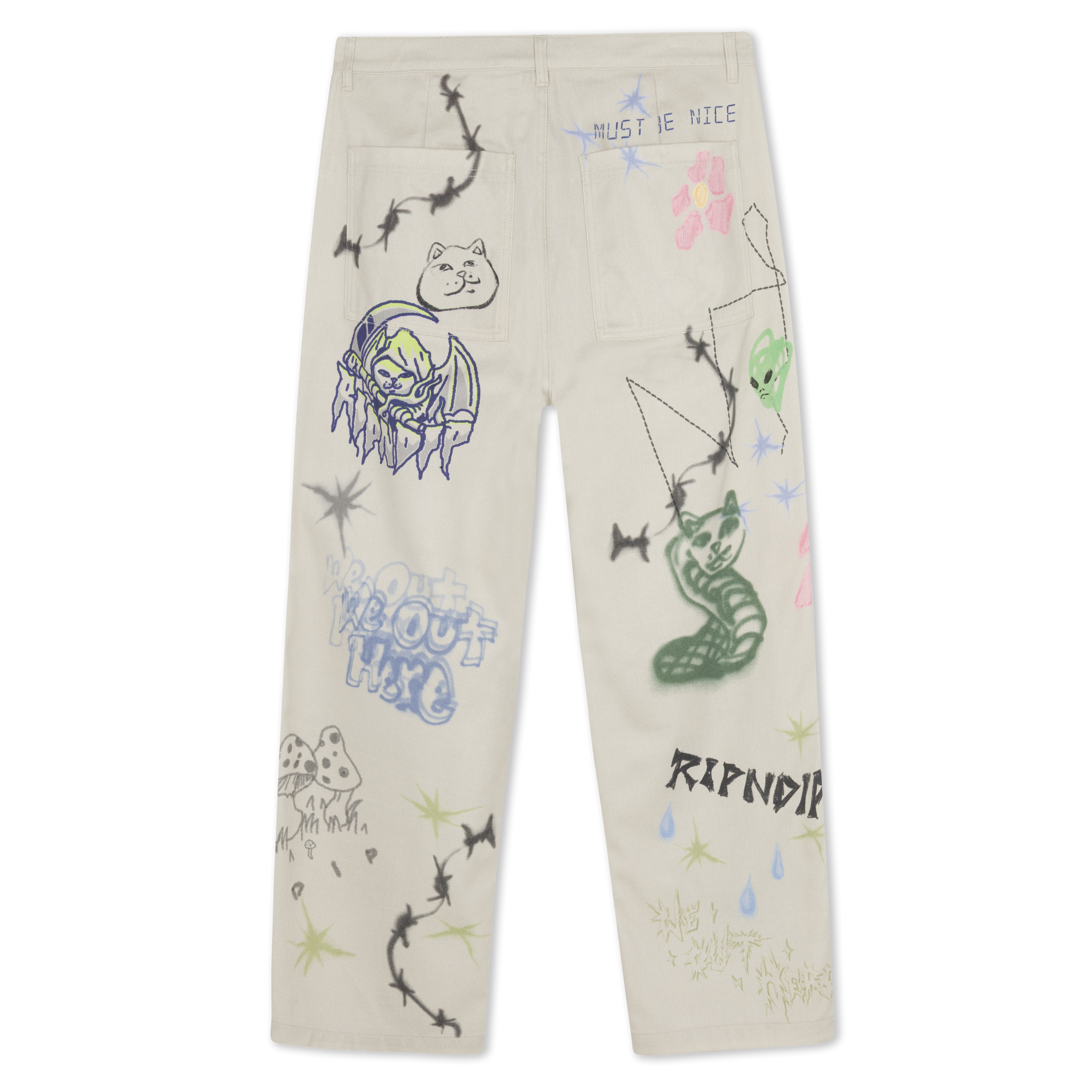RIPNDIP Goosebumps Wide Fit Pants (Bone)
