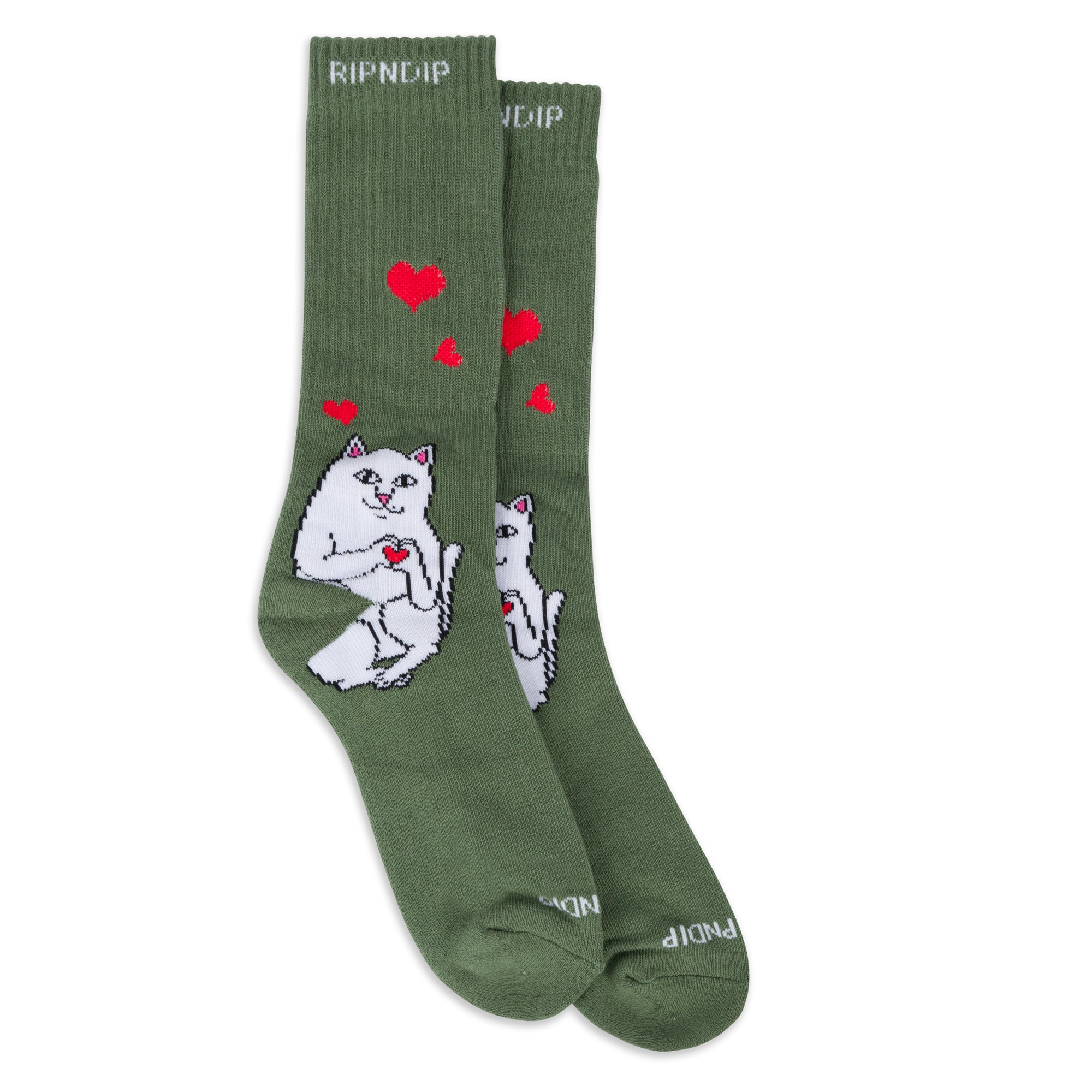 RIPNDIP Nermal Love Socks (Olive)