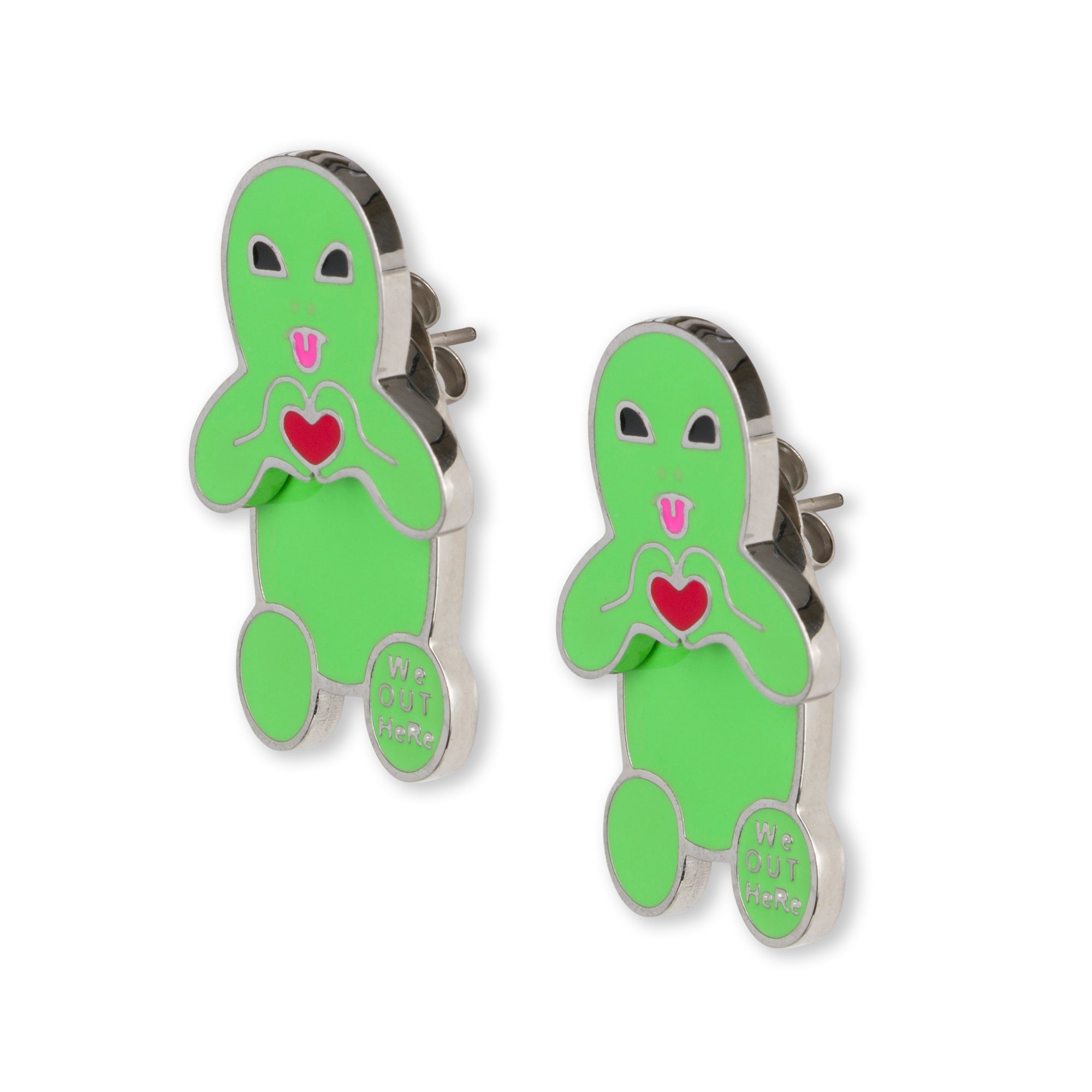 RIPNDIP Alien Loves Earring Set (Green)