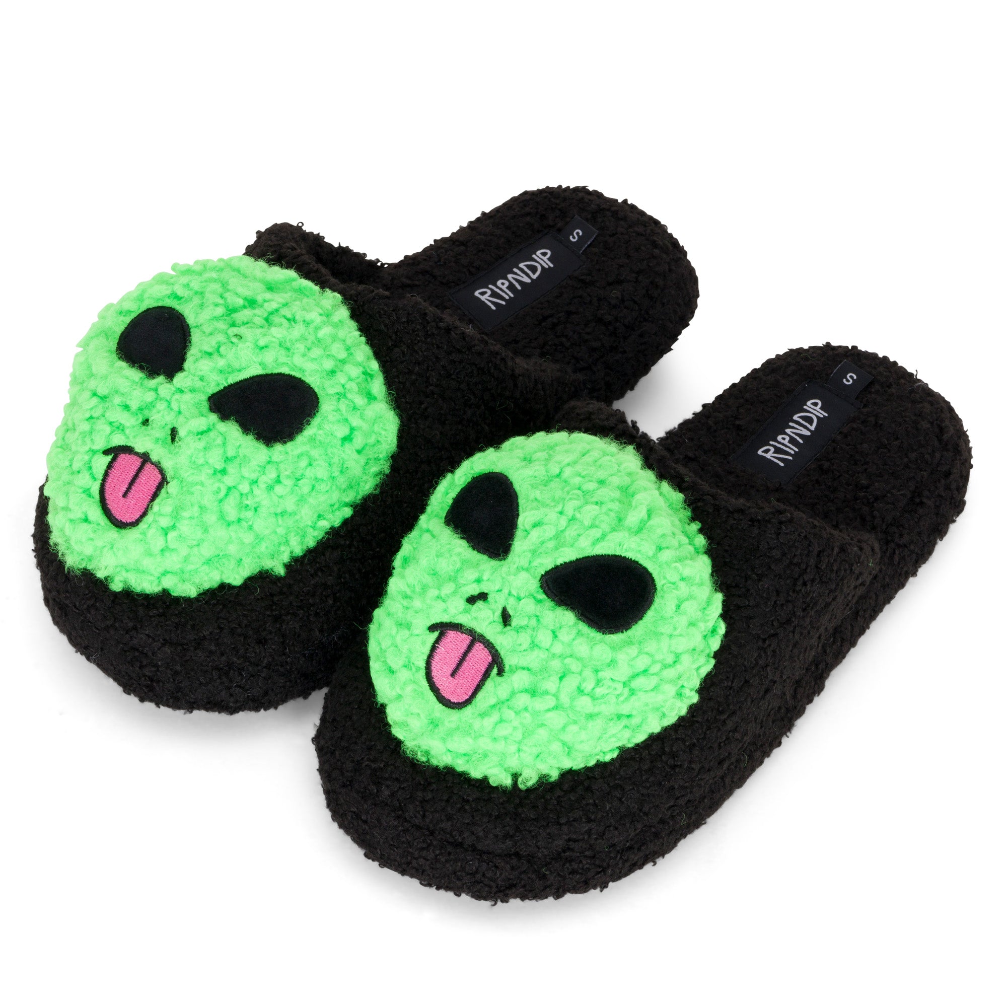 RIPNDIP Lord Alien Plush Face House Slippers (Black)