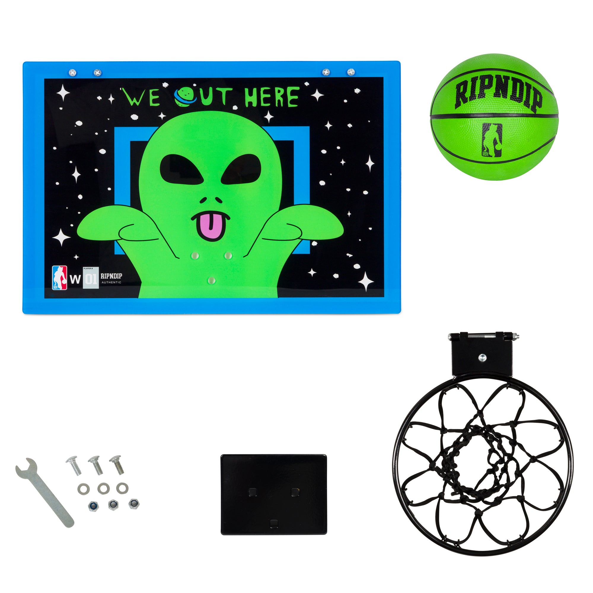 RIPNDIP Peeking Alien Hanging Basketball Set (Black/Blue)