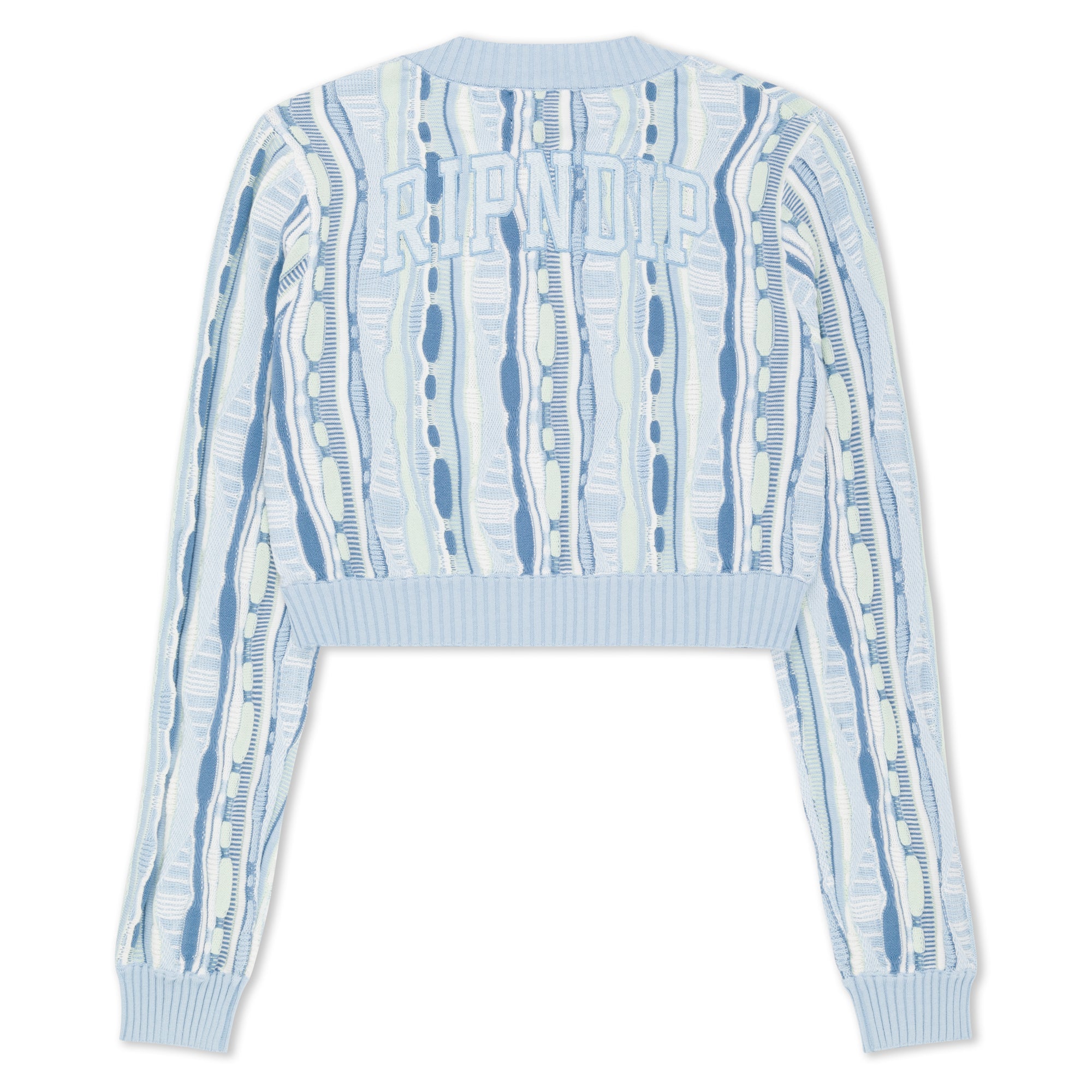 RIPNDIP Corded Knit Cropped Long Sleeve (Light Blue)