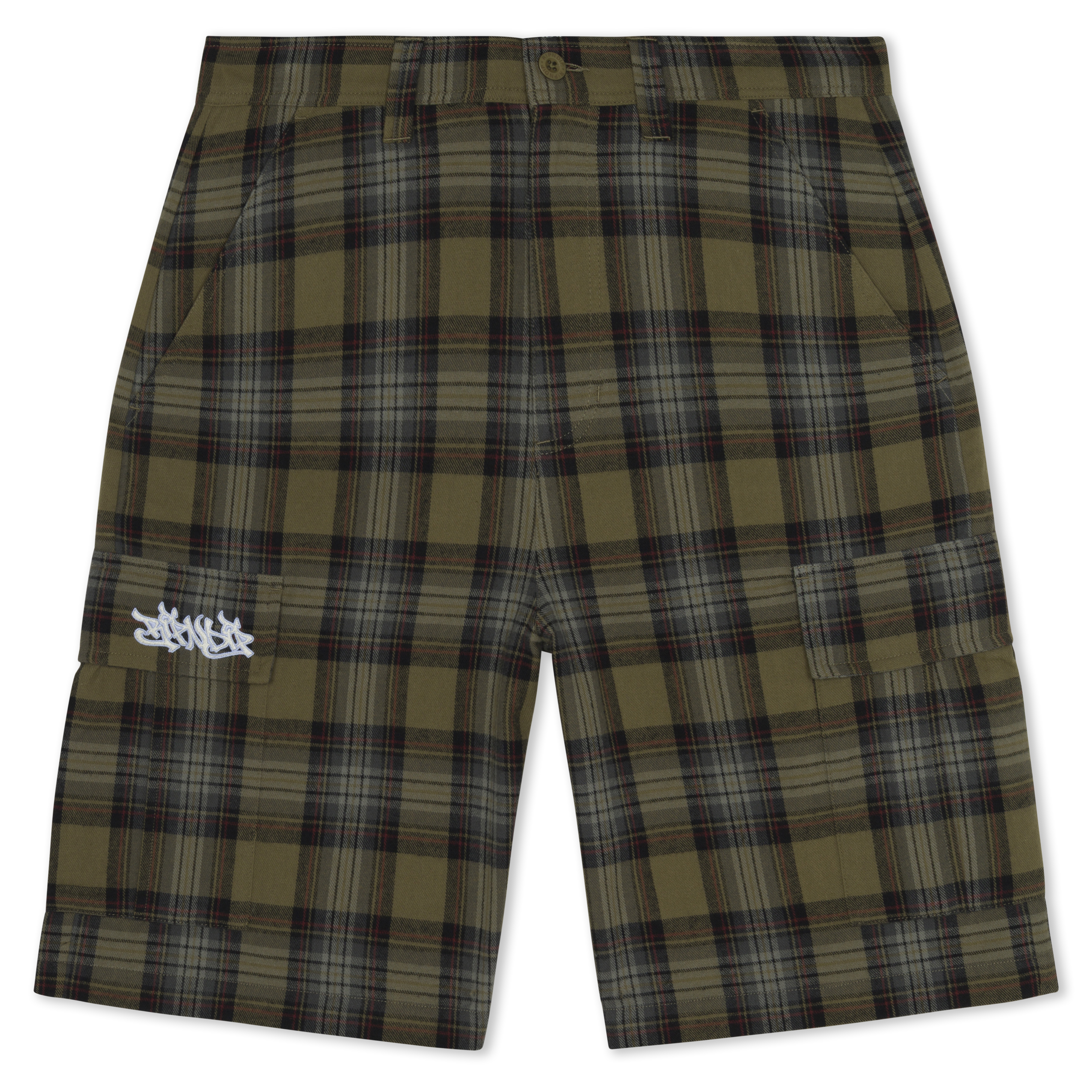RIPNDIP Hansen Wide Fit Cargo Shorts (Olive Plaid)
