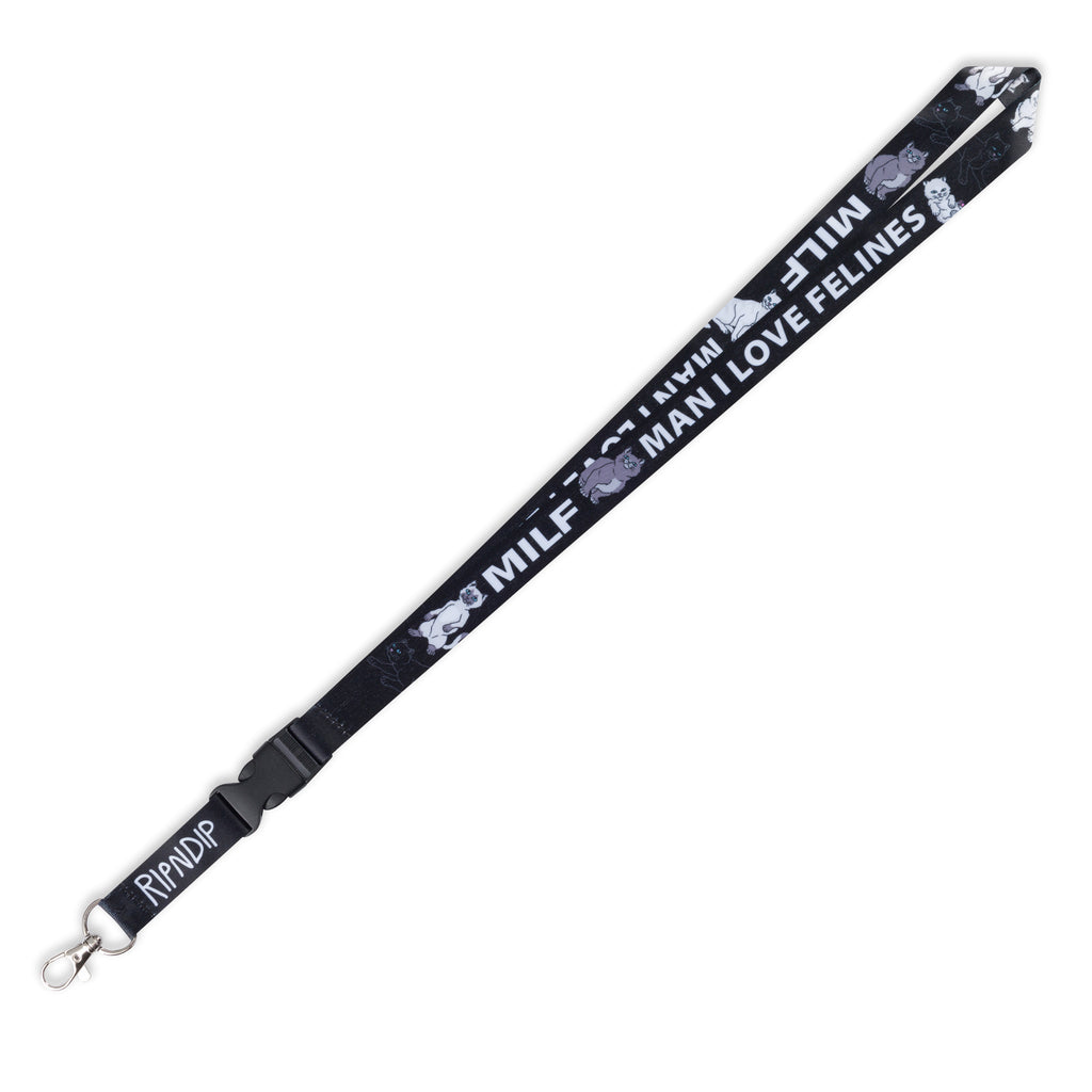 Man I Love Felines Lanyard (Black) – RIPNDIP