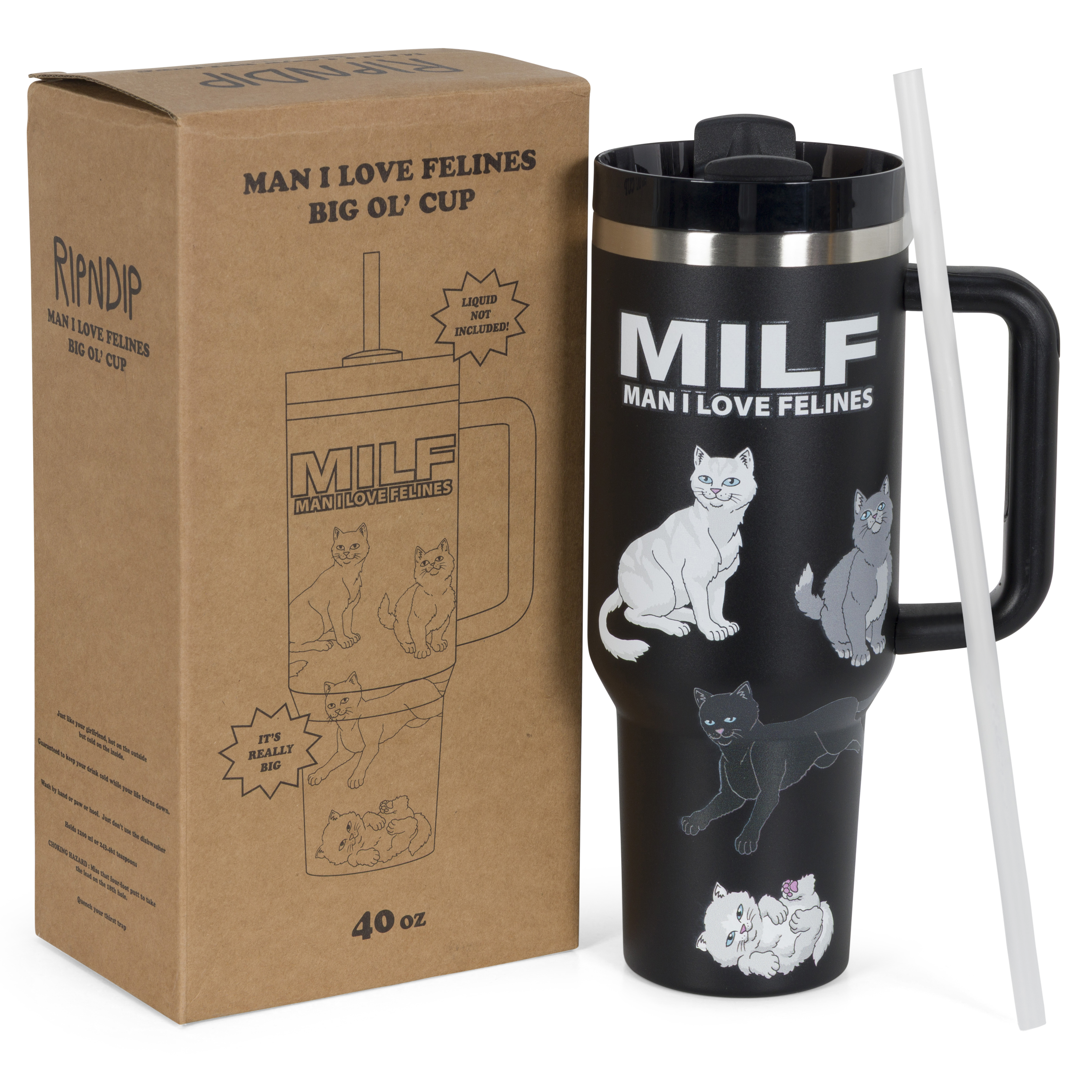 RIPNDIP Man I Love Felines Big Ol Cup Tumbler (Black)