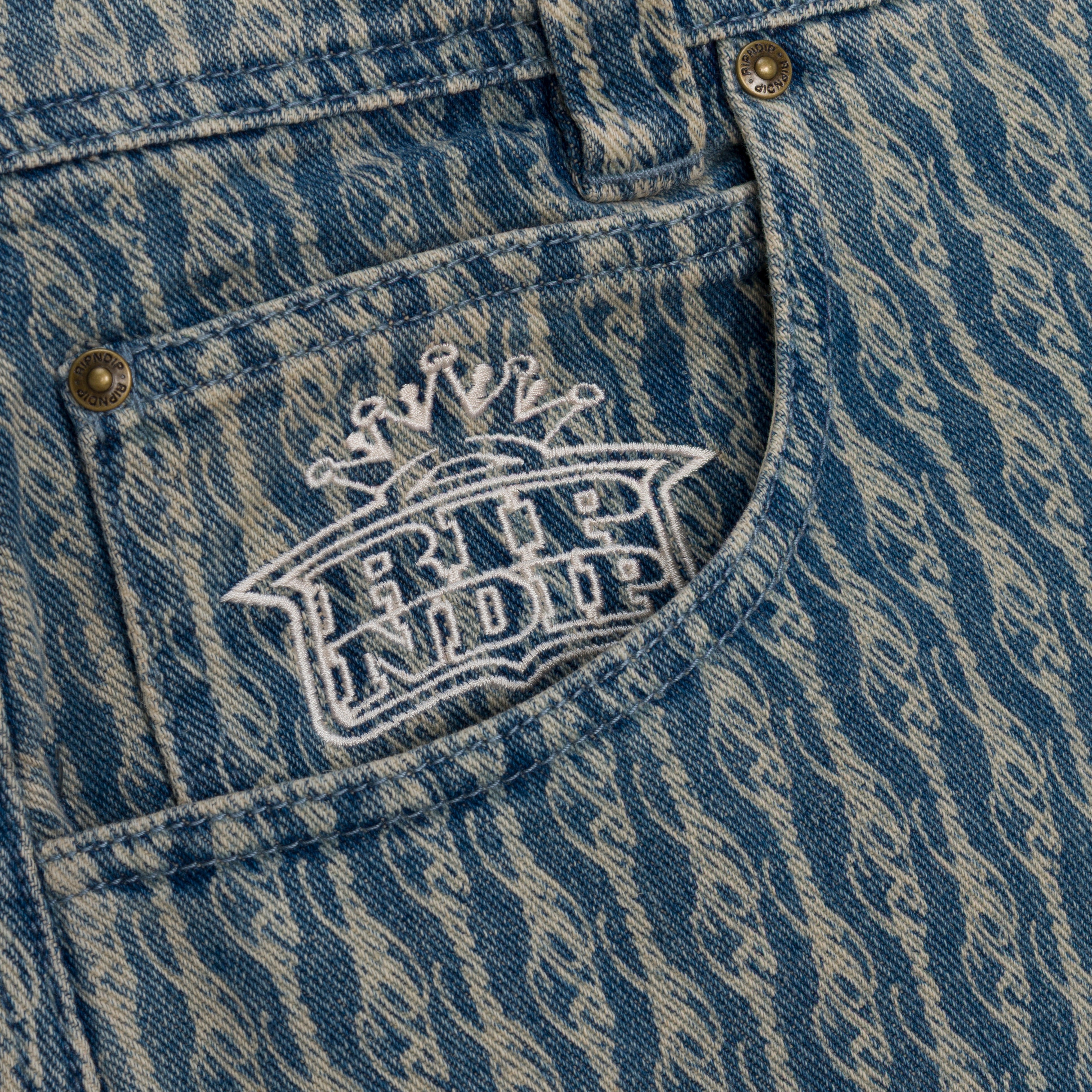 RIPNDIP Western Roads Wide Fit Pants (Meidum Wash)