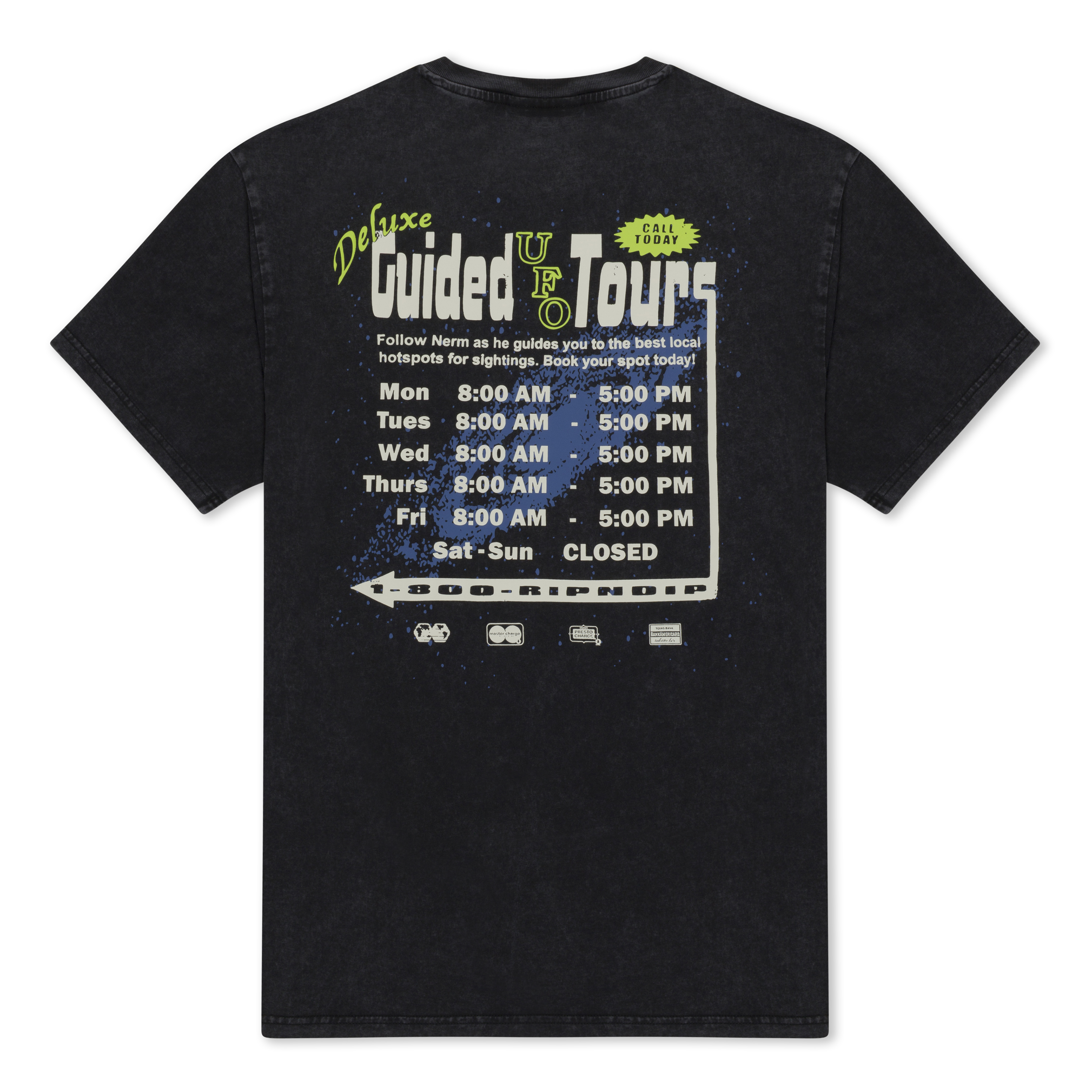 RIPNDIP UFO Tours Tee (Black Vintage Wash)