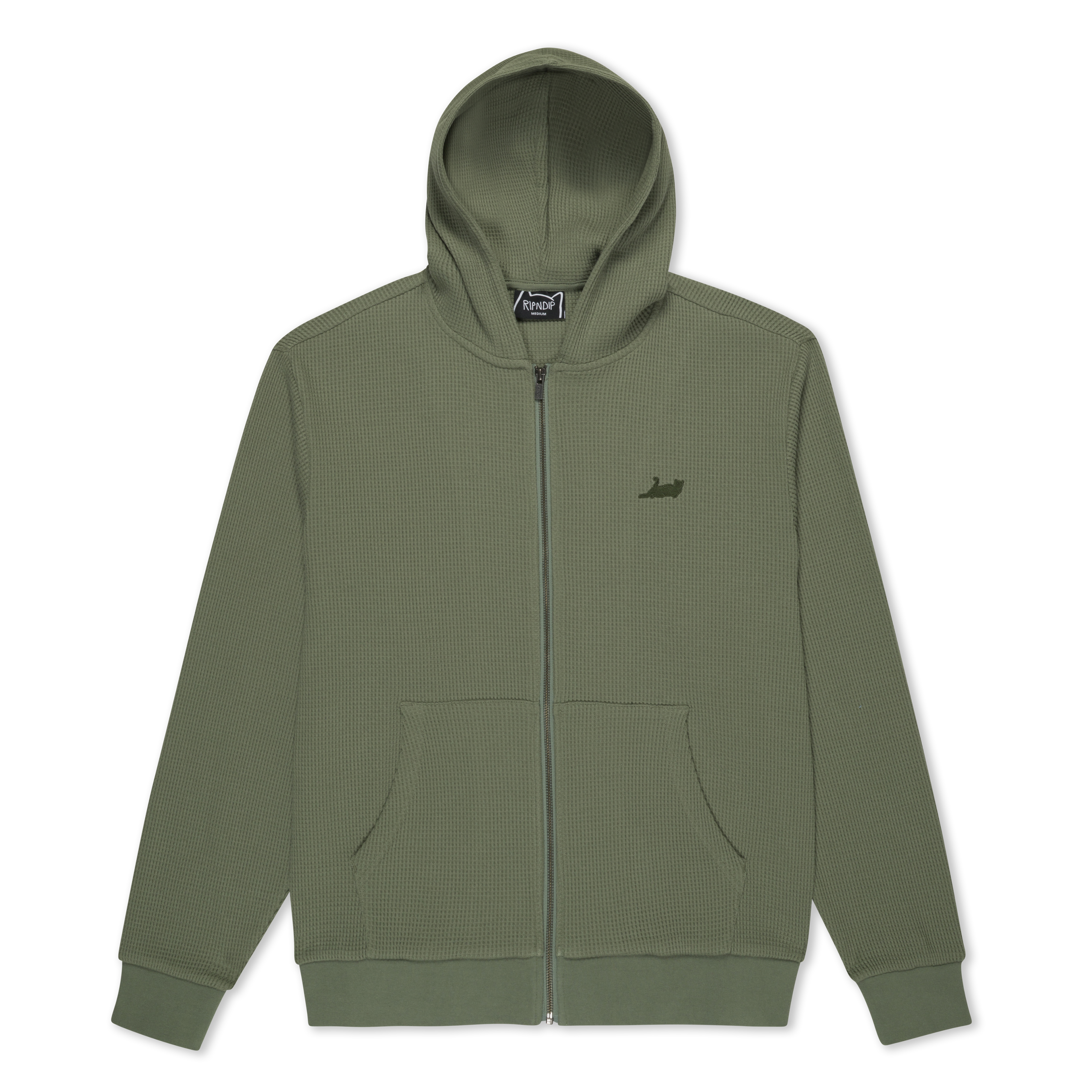 RIPNDIP Castanza Waffle Knit Zip Up Hoodie (Olive)