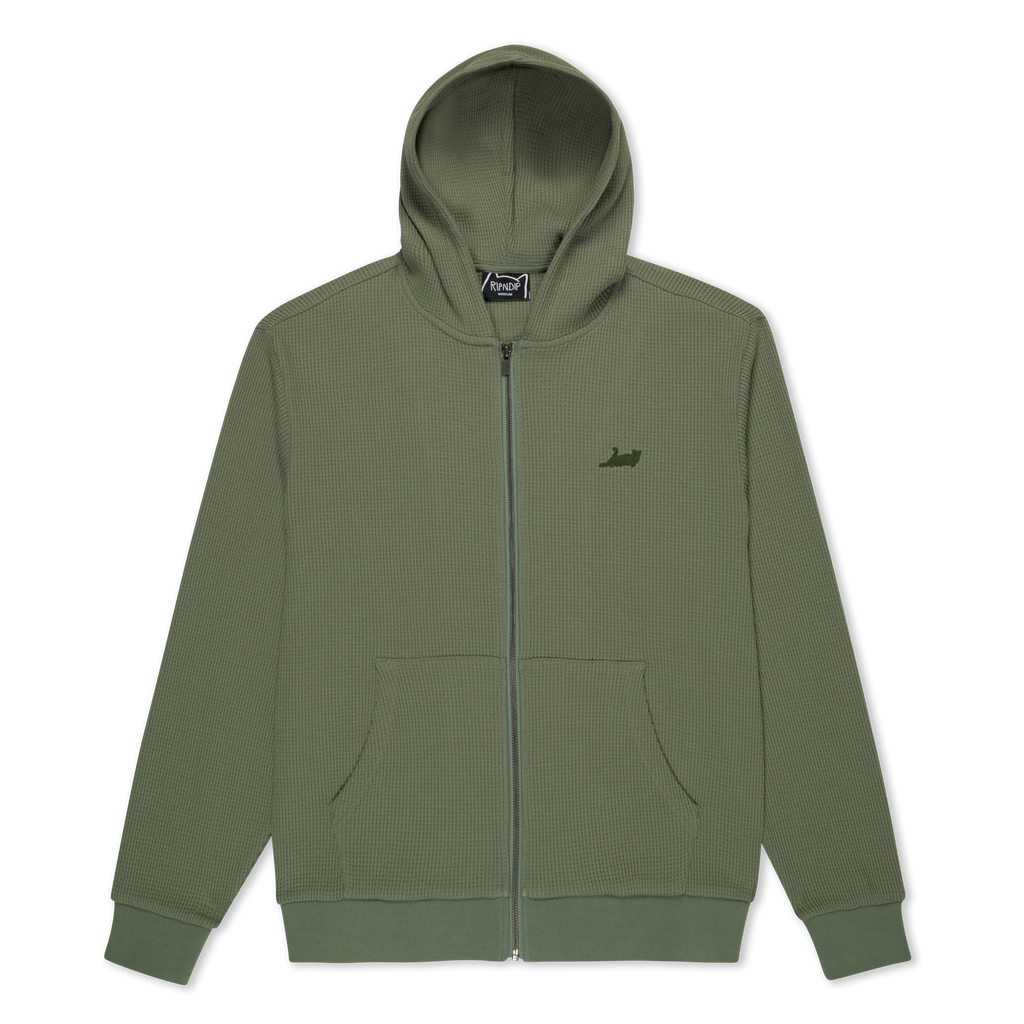 Castanza Waffle Knit Zip Up Hoodie (Olive) – RIPNDIP