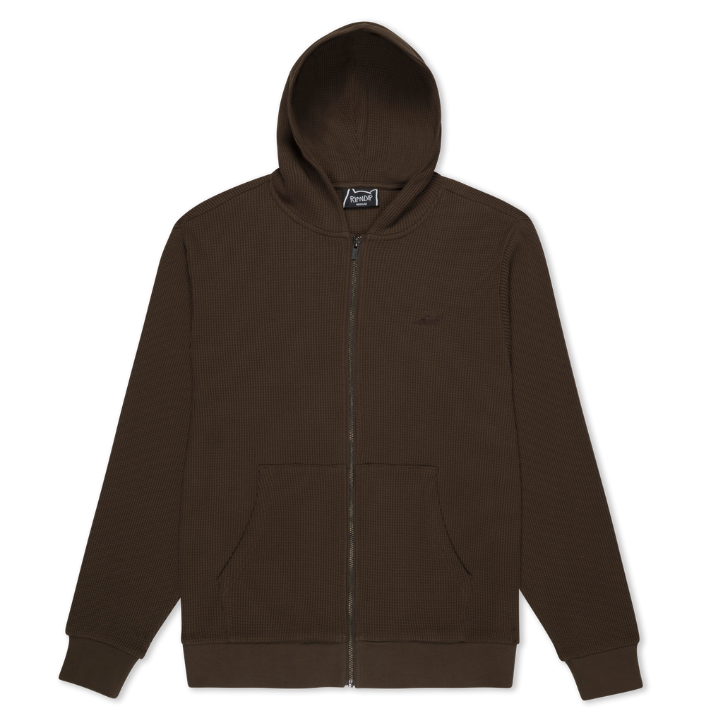 Castanza Waffle Knit Zip Up Hoodie (Brown) – RIPNDIP
