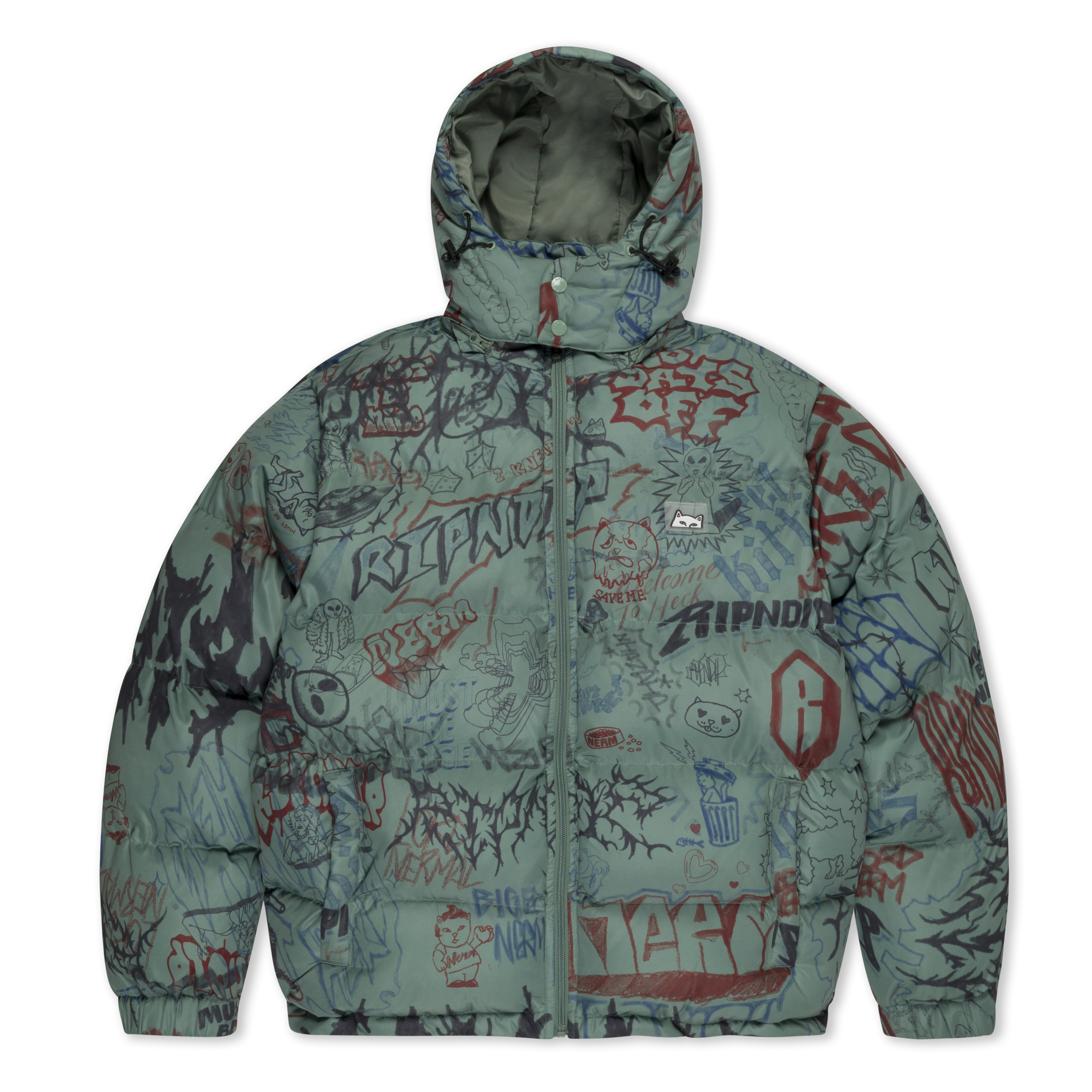 RIPNDIP Marker Puffer Jacket (Olive)