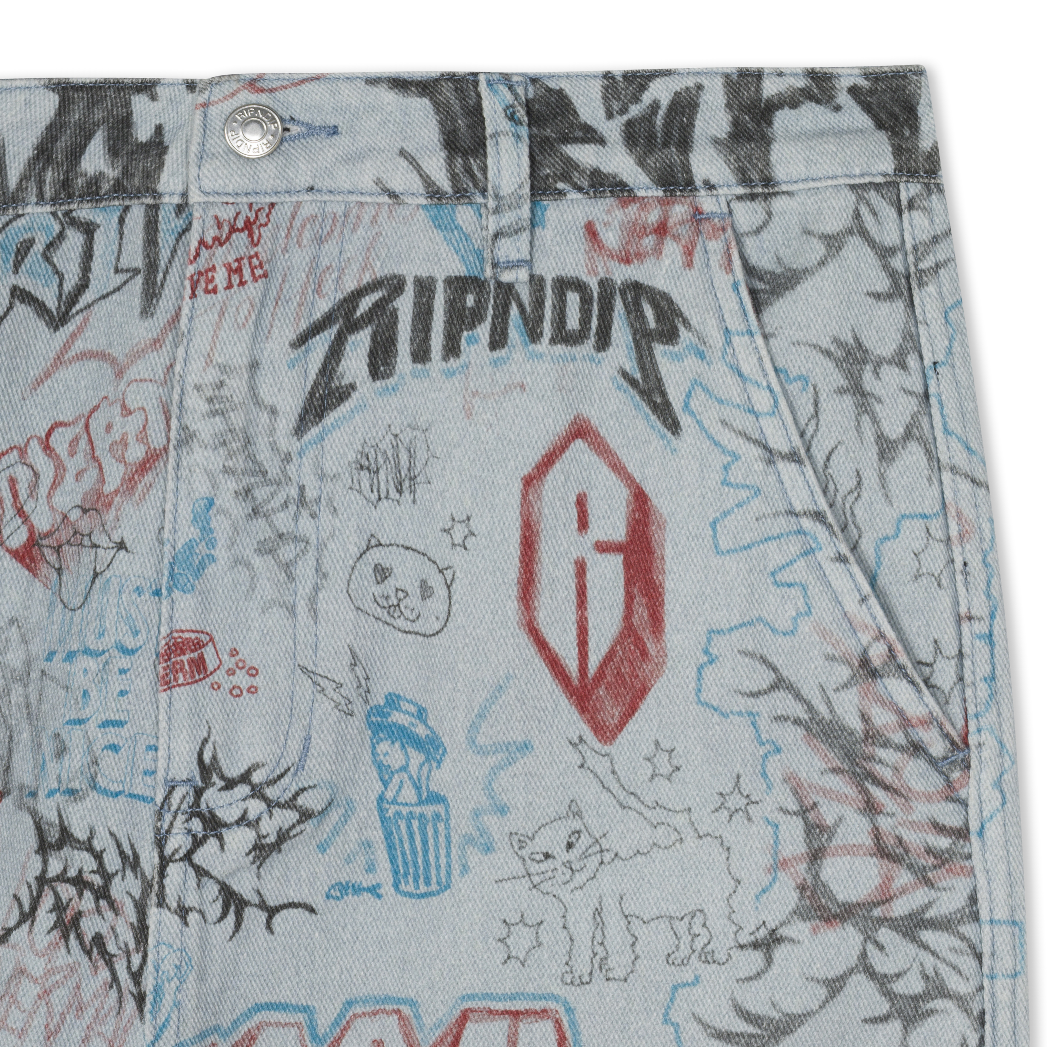 RIPNDIP Marker Wide Fit Pants (Light Wash Denim)